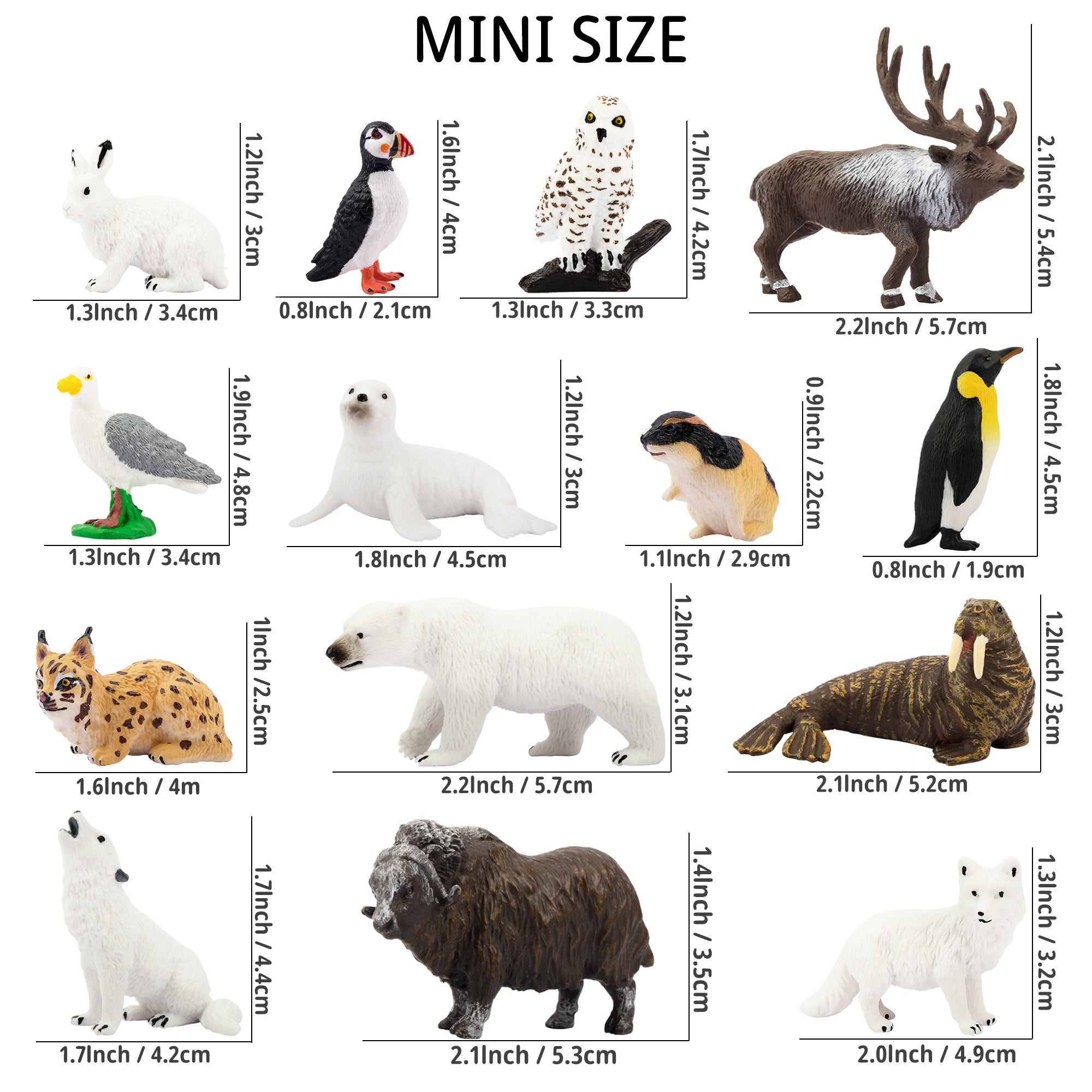 14-Piece Polar Animal Figurines Playset-size
