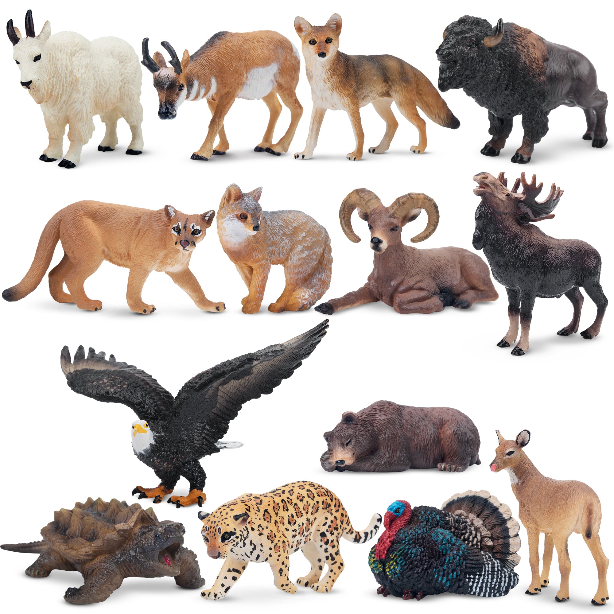 14-Piece Mini North American Animals Figurine Playset-1