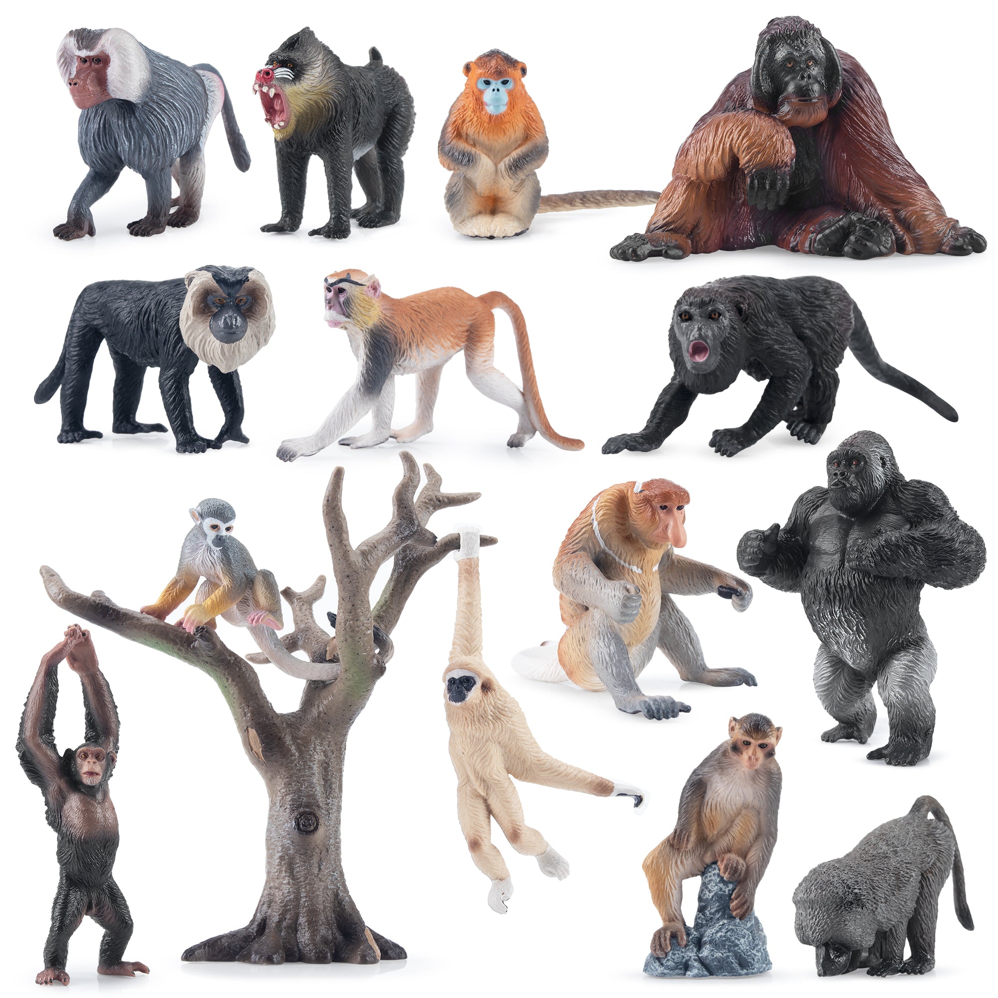 Toymany Primate Figurine Playset (Monkeys & Apes) | Animal Figurine