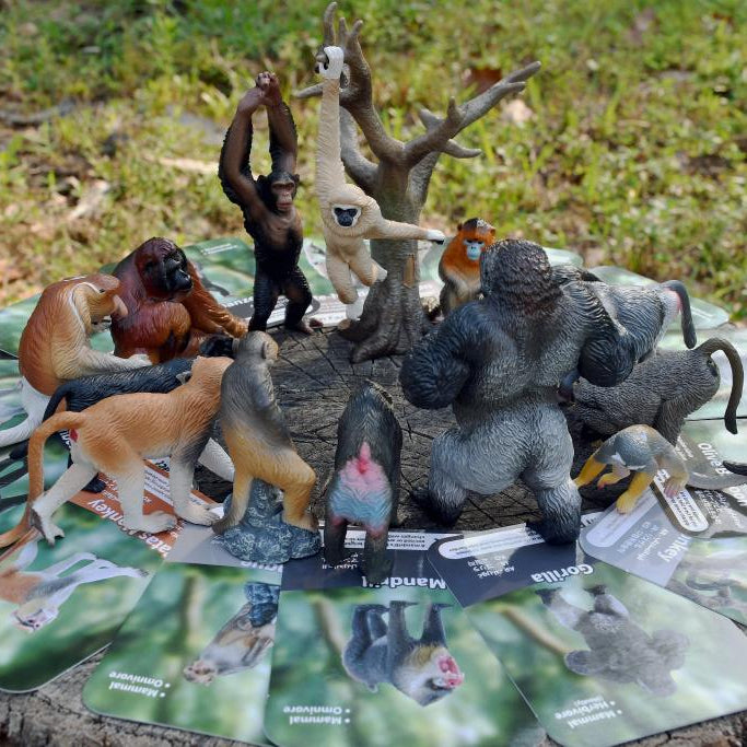 15-Piece Primate Figurine Playset (Monkeys & Apes)