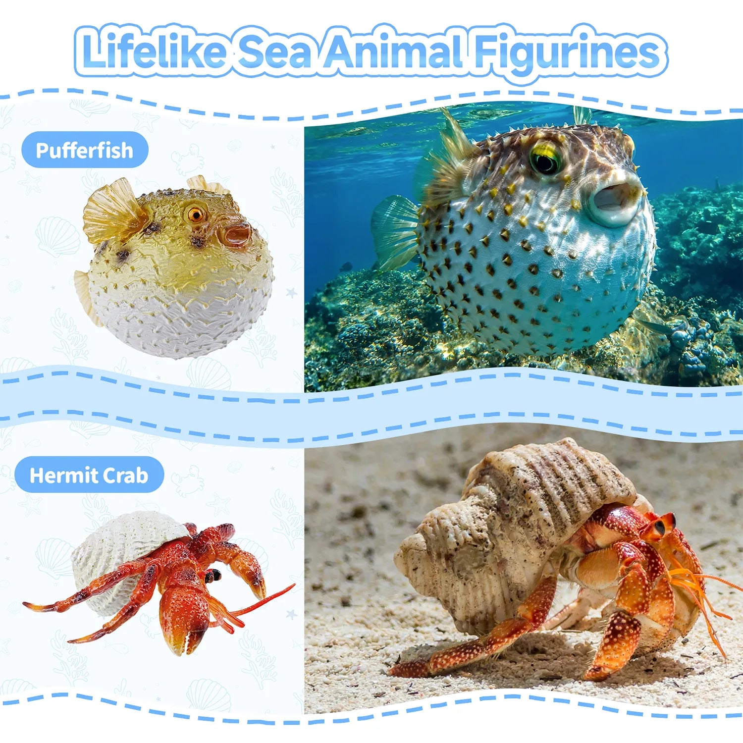 مجموعة لعب مكونة من 16 مجسّمًا لحيوانات بحرية