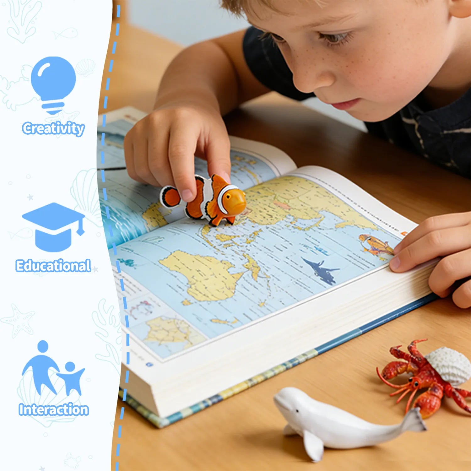 مجموعة لعب مكونة من 16 مجسّمًا لحيوانات بحرية