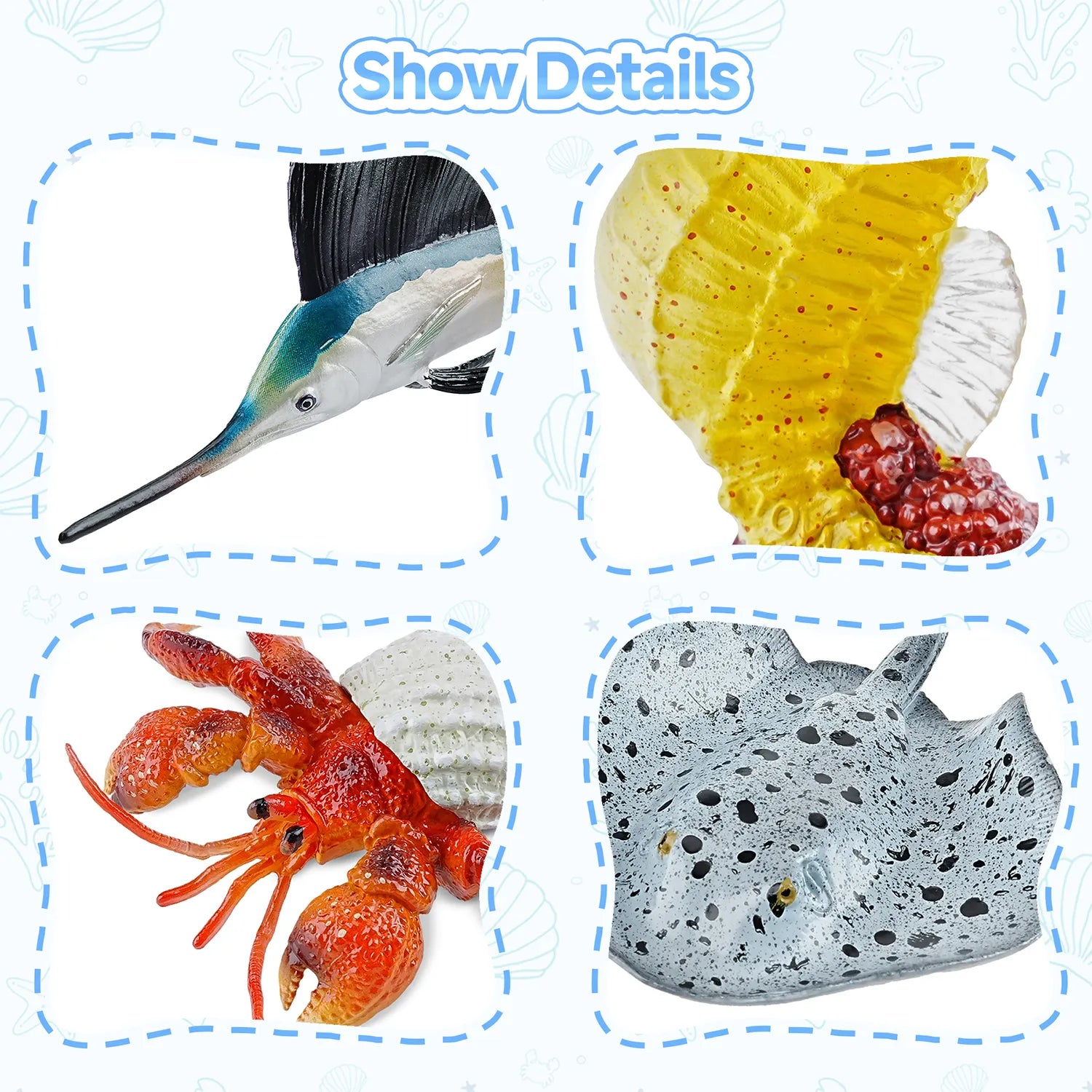 مجموعة لعب مكونة من 16 مجسّمًا لحيوانات بحرية