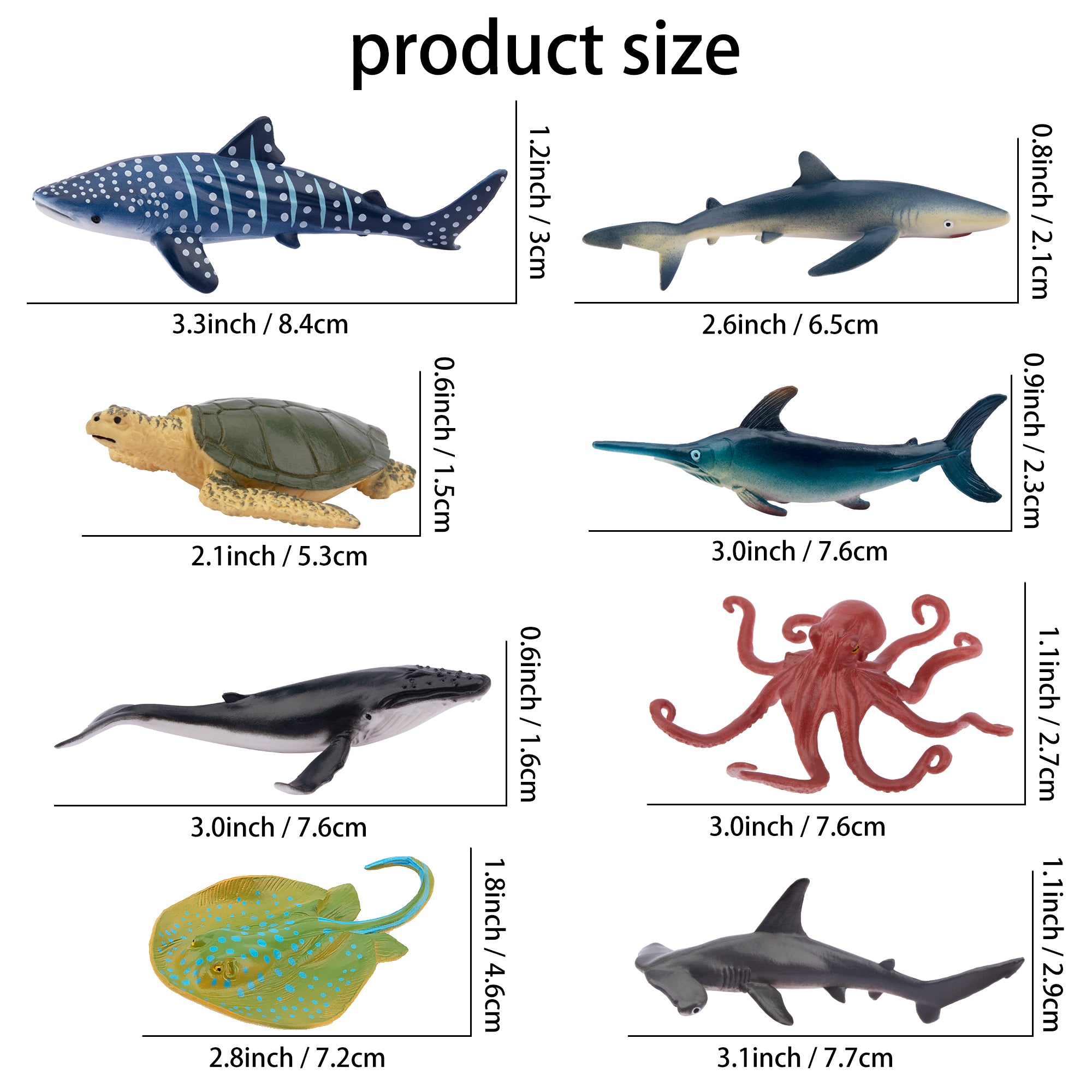 24-Piece Mini Ocean Animal Variety Figurines Playset-size