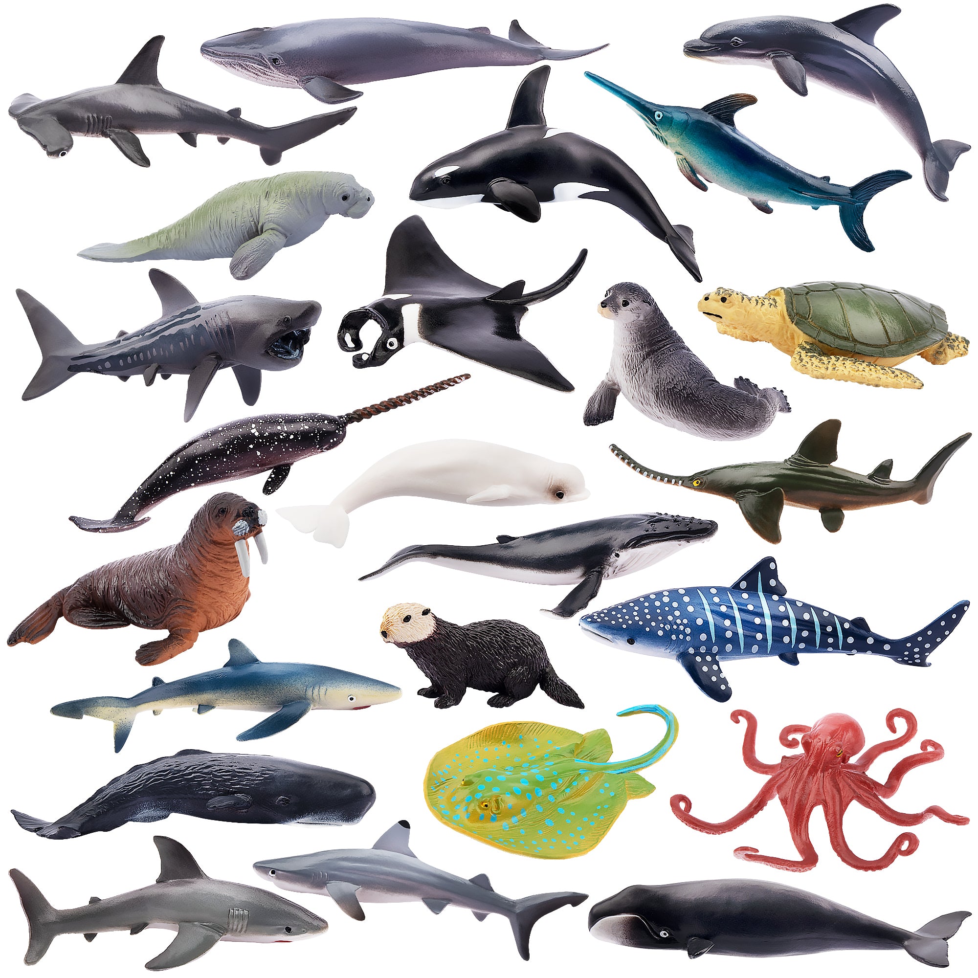 24-Piece Mini Ocean Animal Variety Figurines Playset