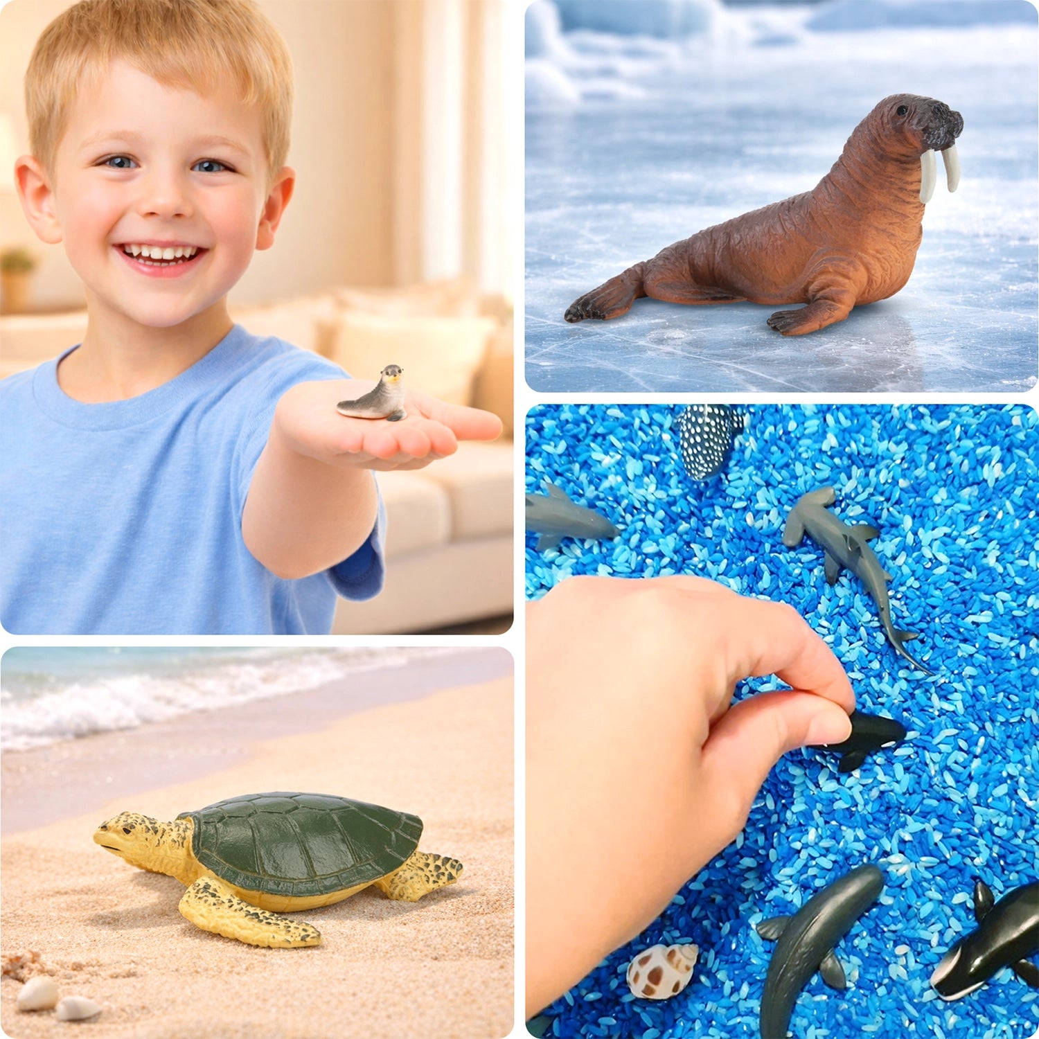 Juego de 24 piezas de mini figuras de animales del océano