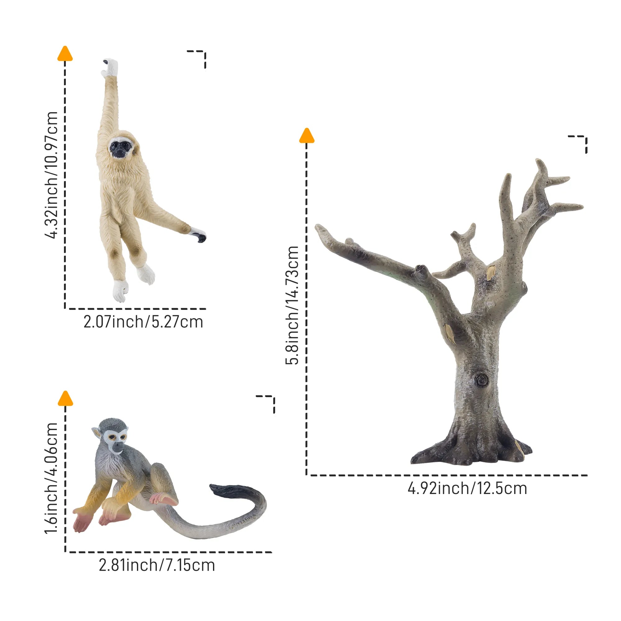 3-Piece Primates with Bare Branch Tree Figurine Playset