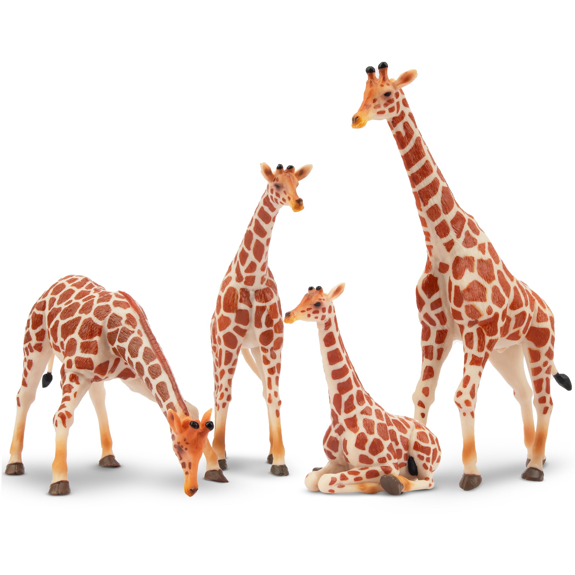 4-Piece Giraffe Family Figurines Playset with Adult & Baby Giraffes-2