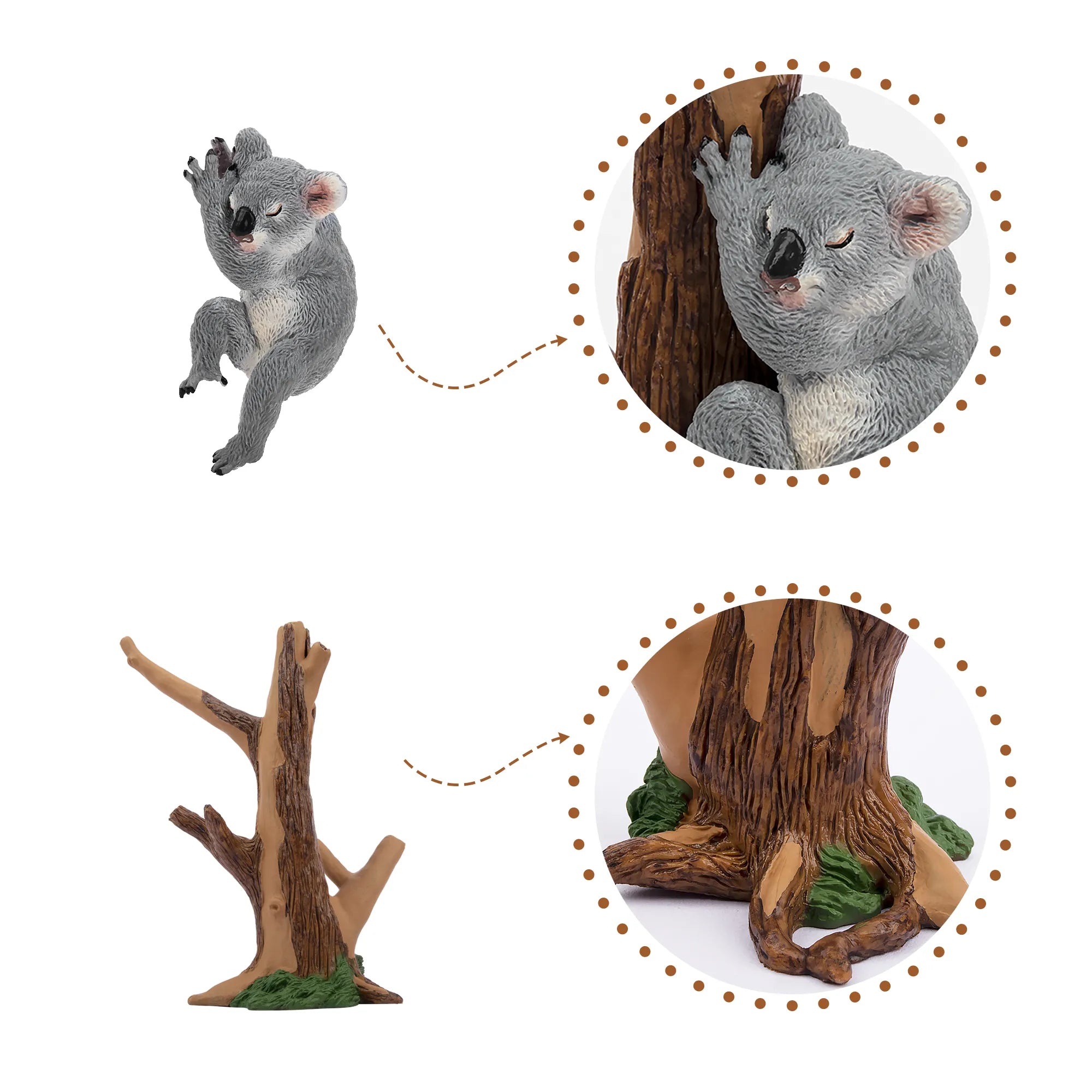 4-Piece Koala and Forest Tree Figurine Playset