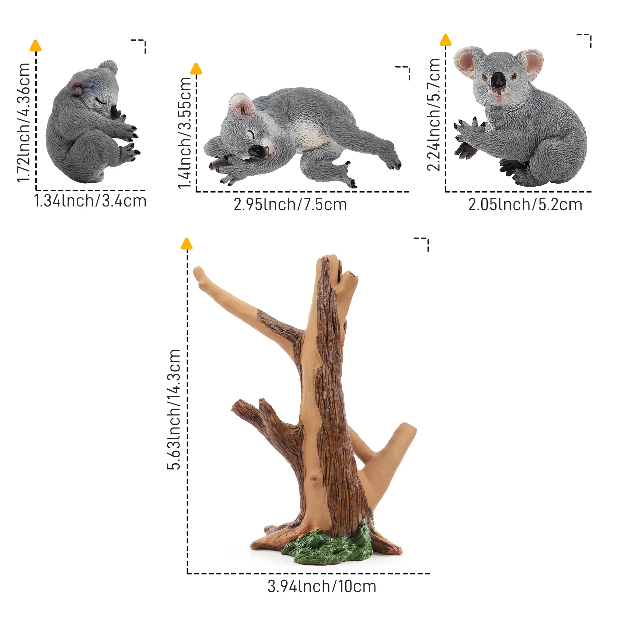 4-Piece Koala and Forest Tree Figurine Playset