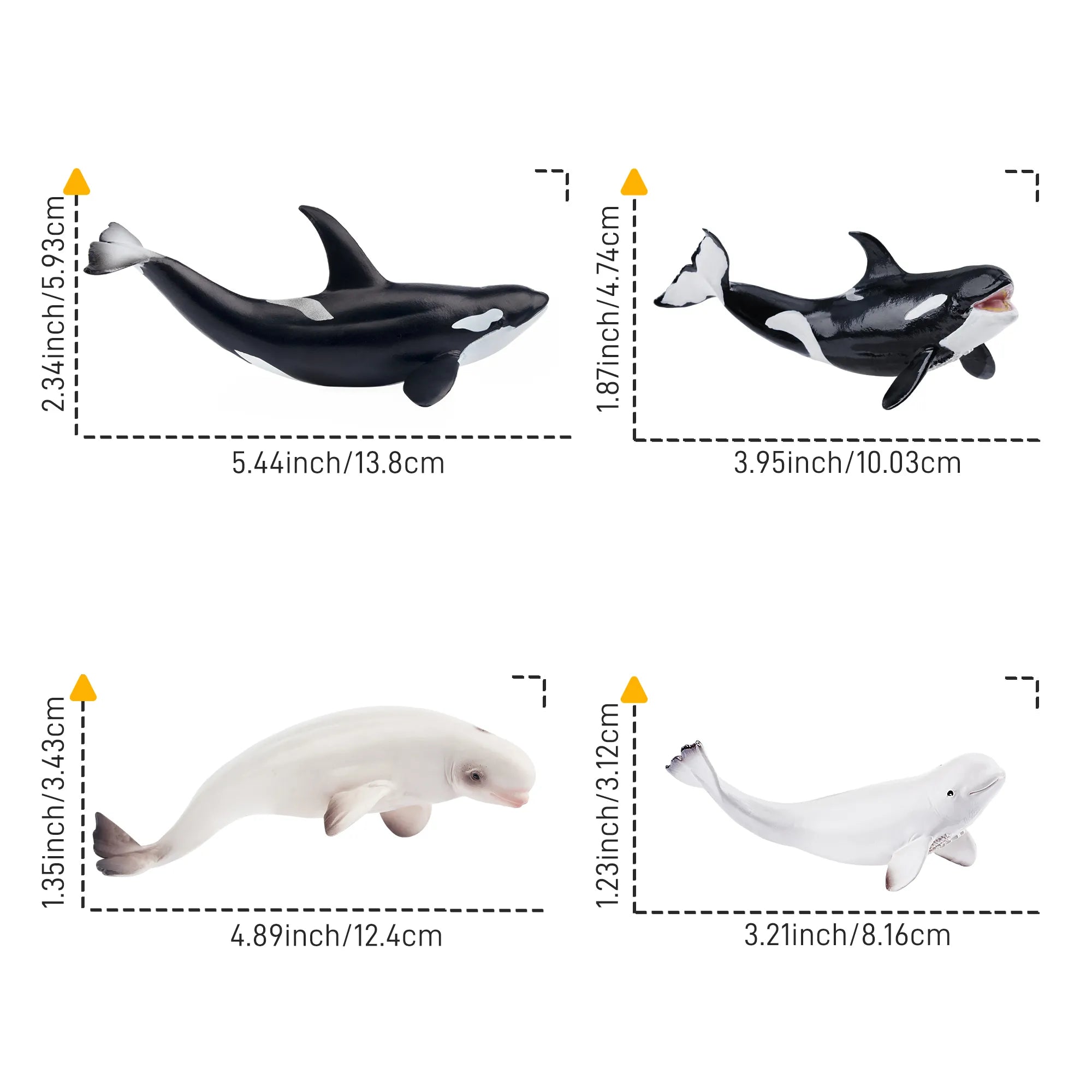 4-teiliges Set mit Walfiguren Erwachsene und Jungtiere