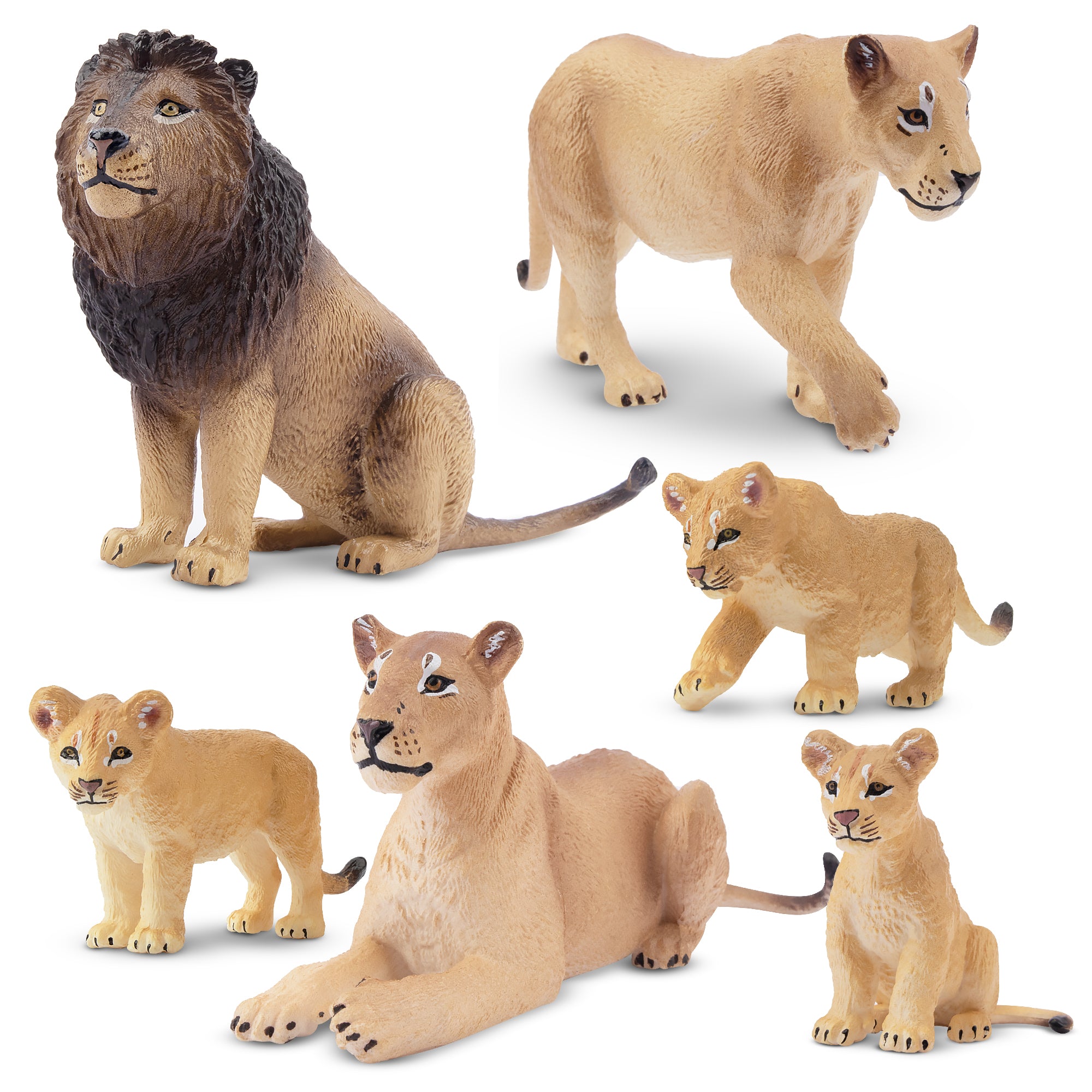 6-Piece 2-5 Lion Family Figurines Playset
