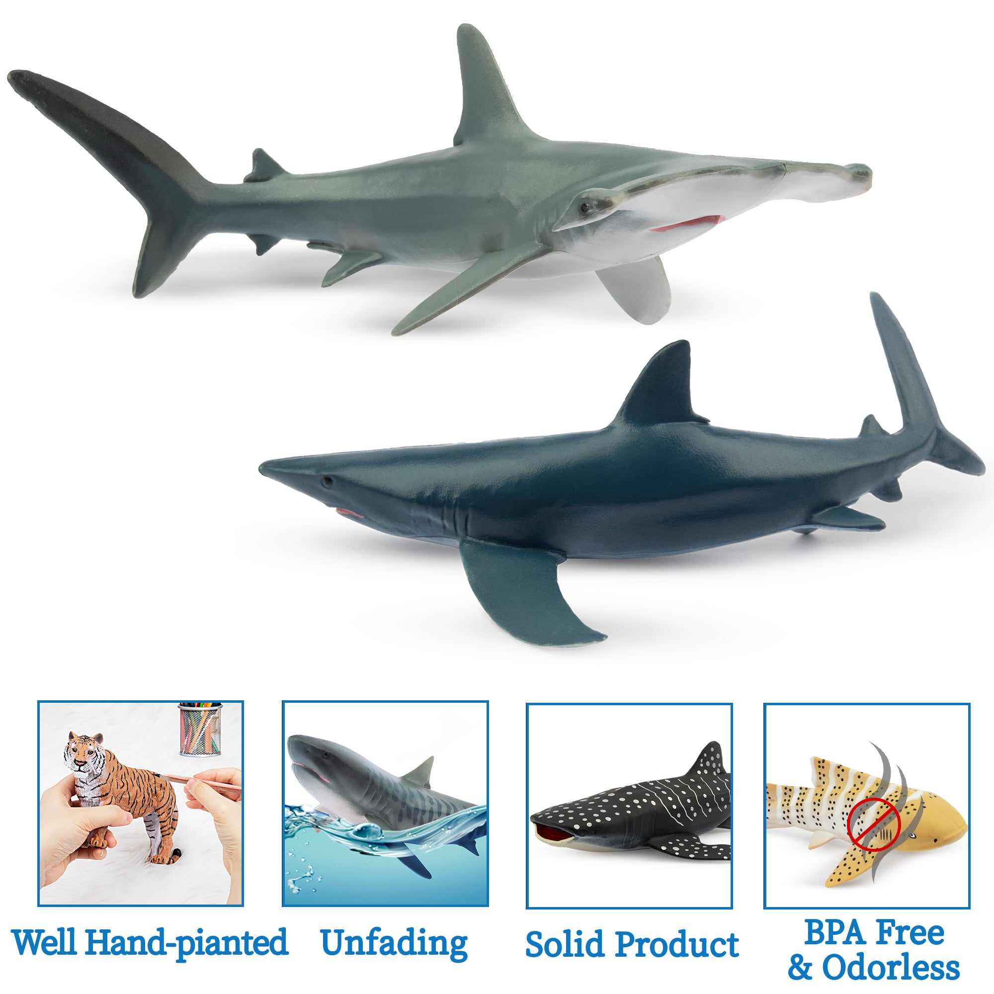 6-Piece 5-6 Shark Animal Figurines Playset-detail