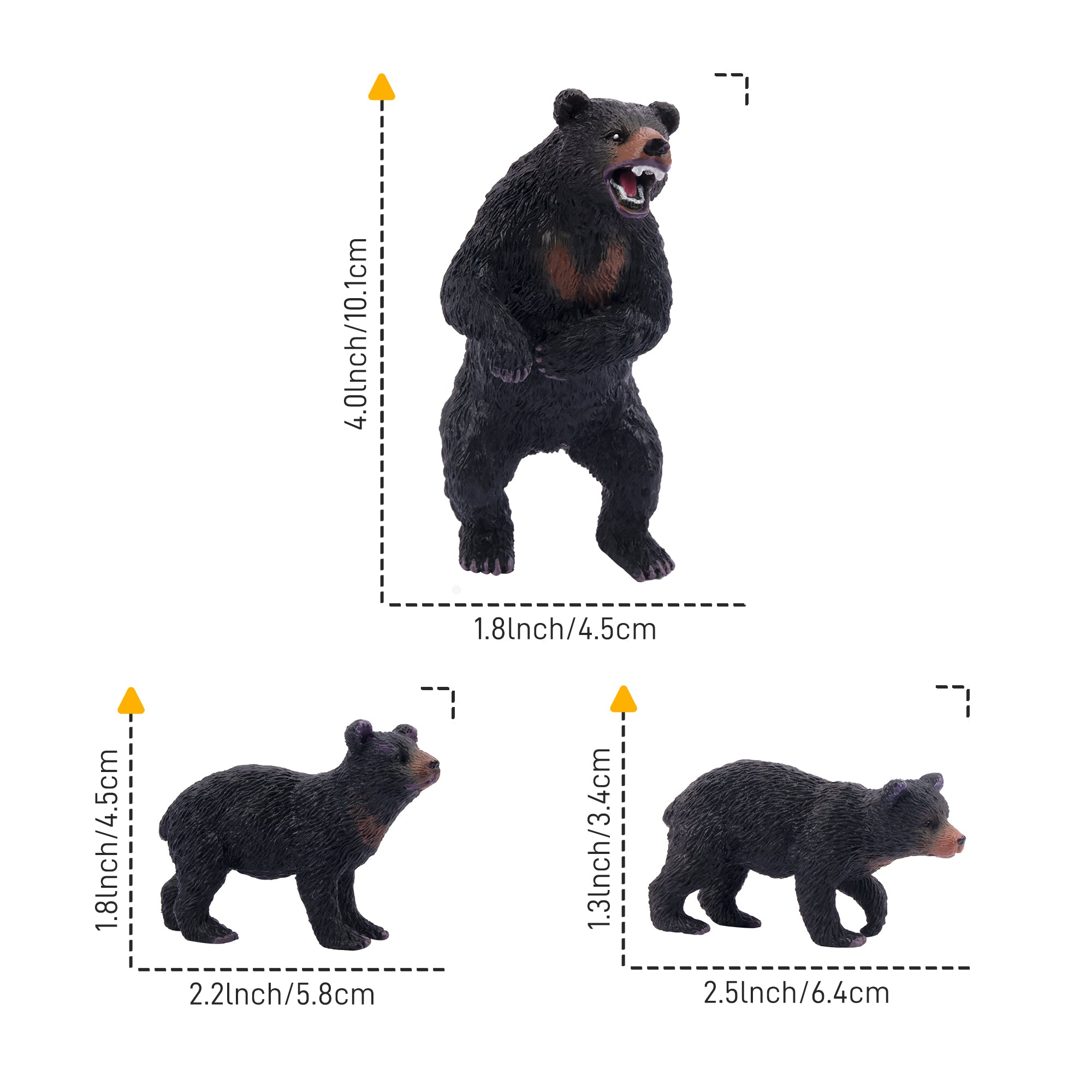 6-Piece Bear Figurines Playset with Brown&Black Bears-size 1