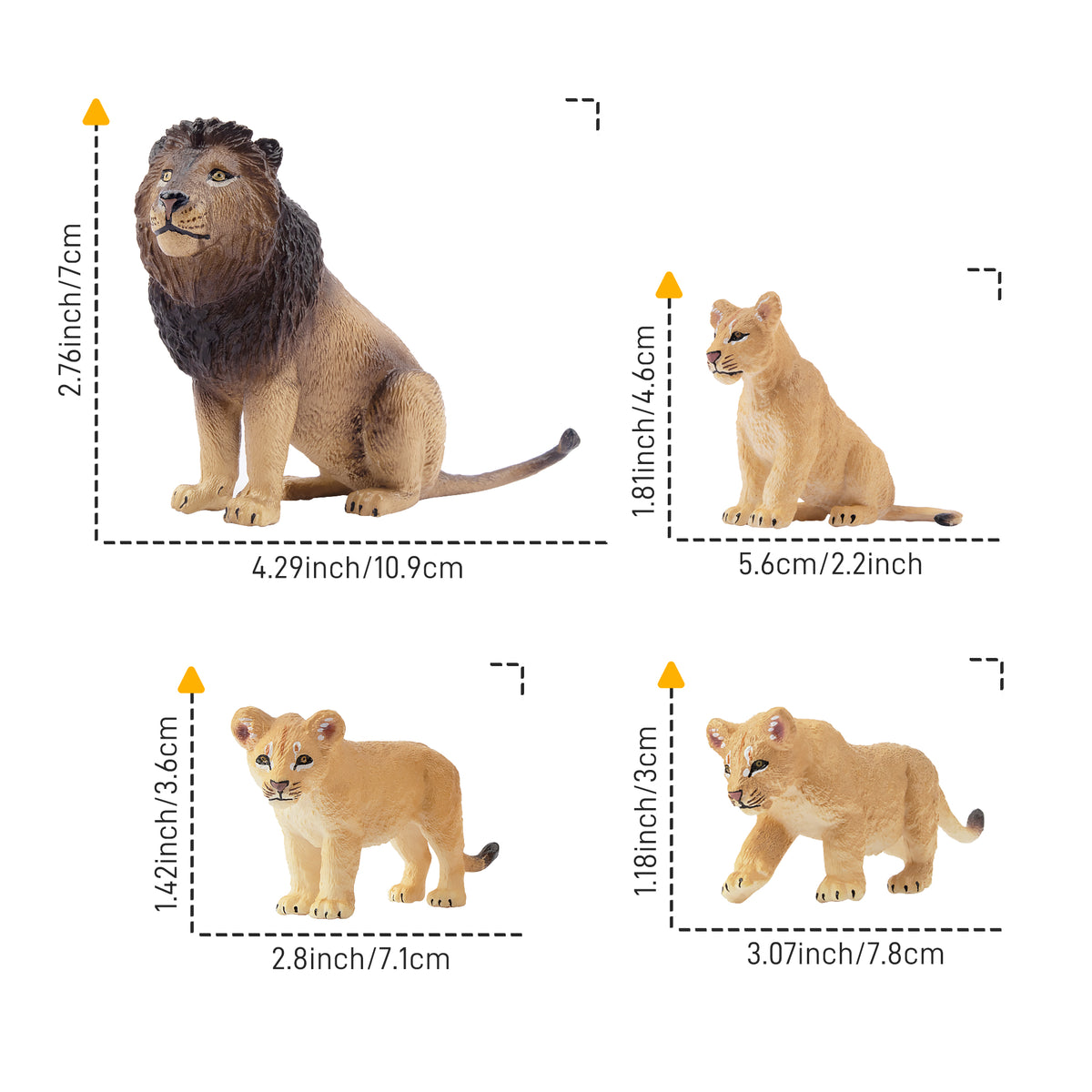 Toymany 6PCS Lion Figurines Playset | Animal Figurine Toy