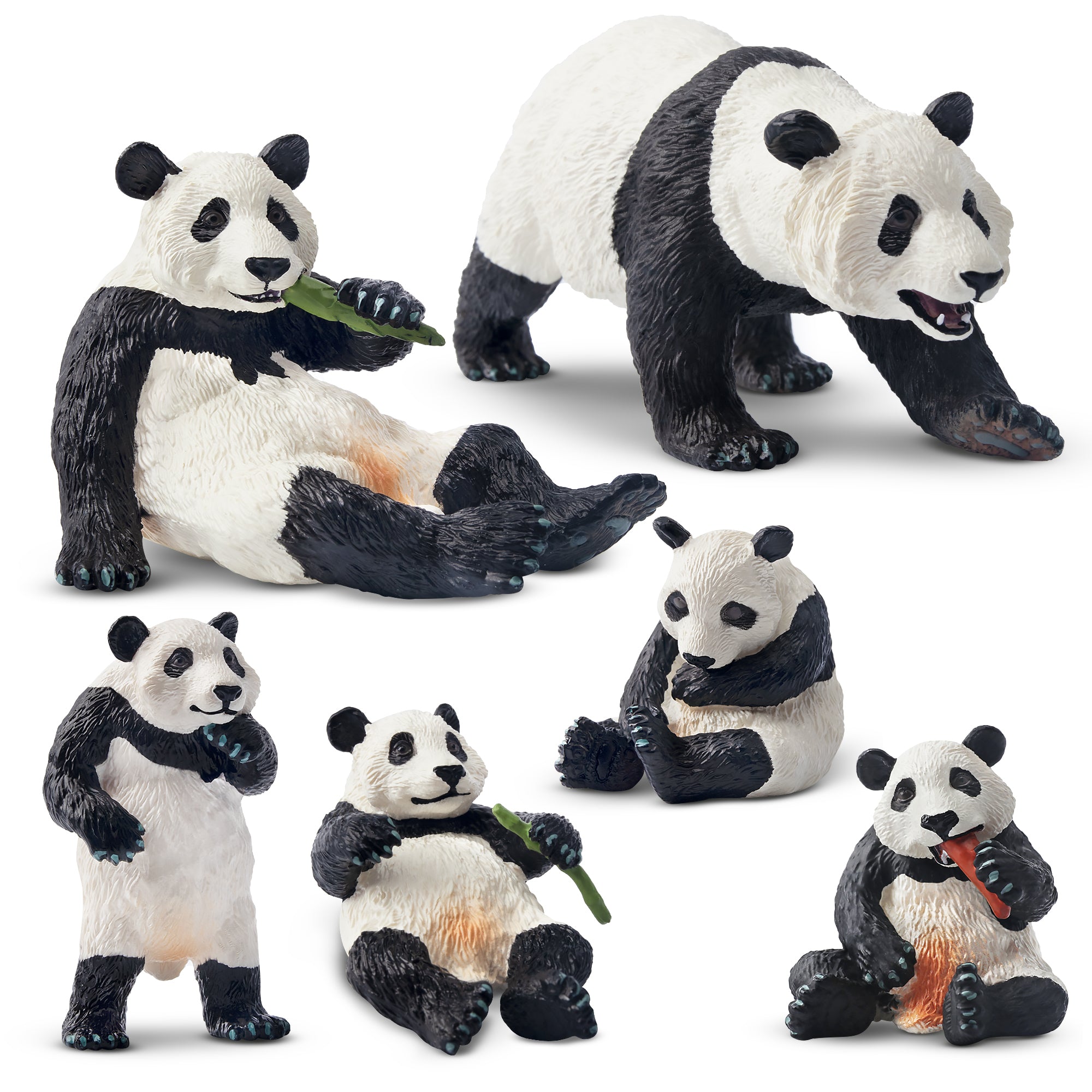 6-Piece Plastic Jungle Panda Animal Figurines Family Set-2