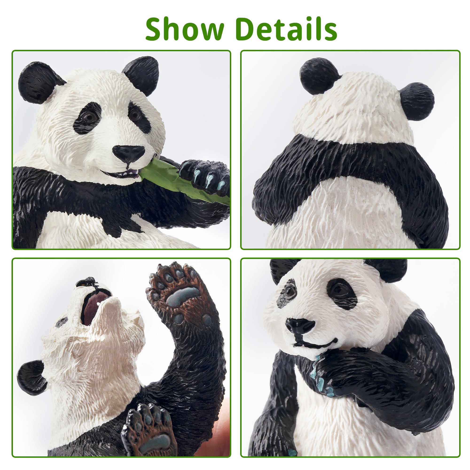 6-Piece Plastic Jungle Panda Animal Figurines Family Set-detail