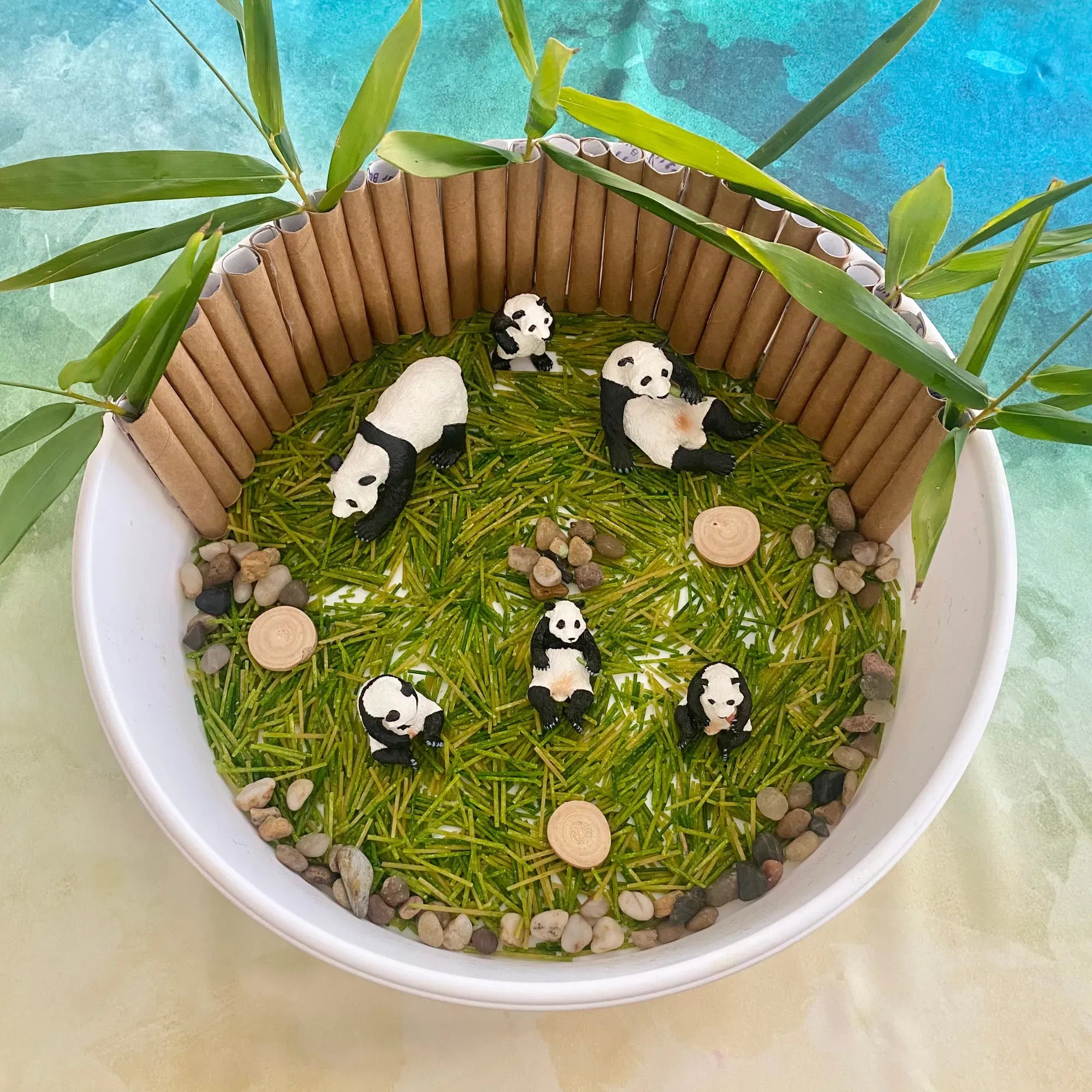 6-Piece Plastic Jungle Panda Animal Figurines Family Set-scene 1