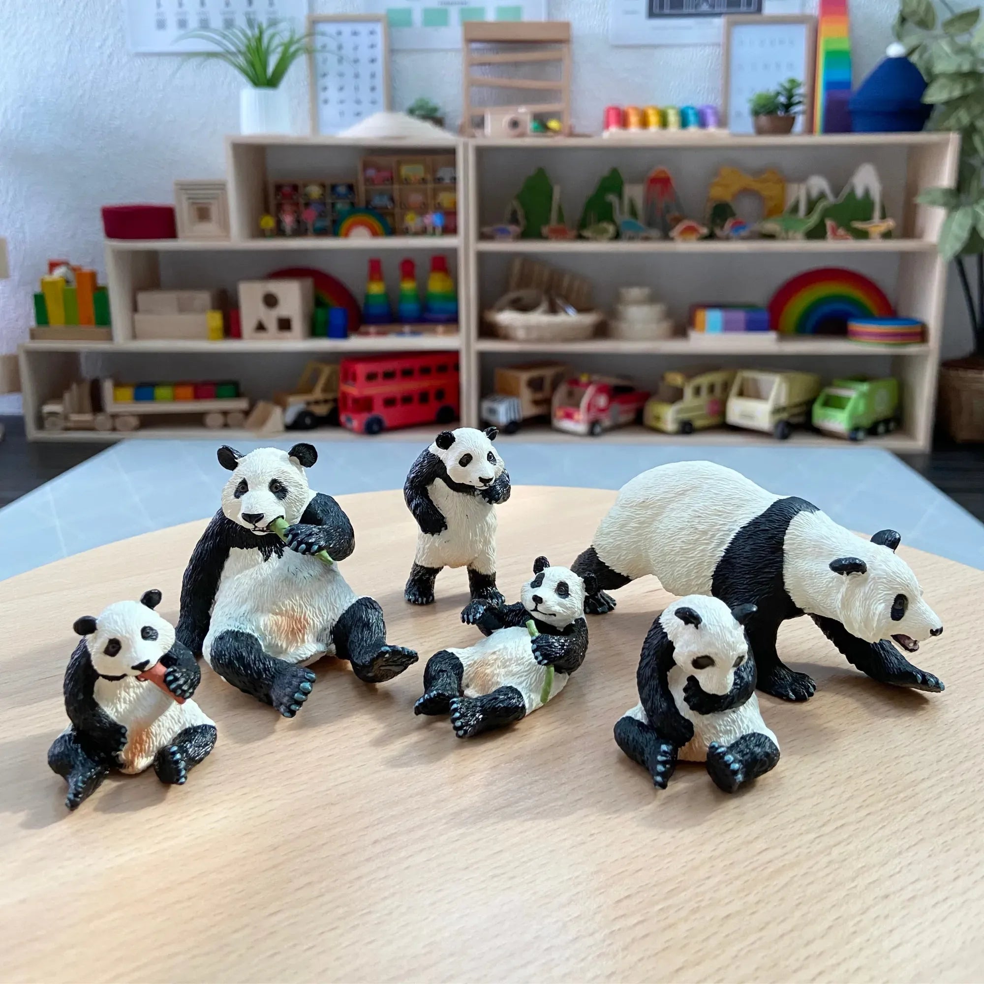 6-Piece Plastic Jungle Panda Animal Figurines Family Set-scene 4