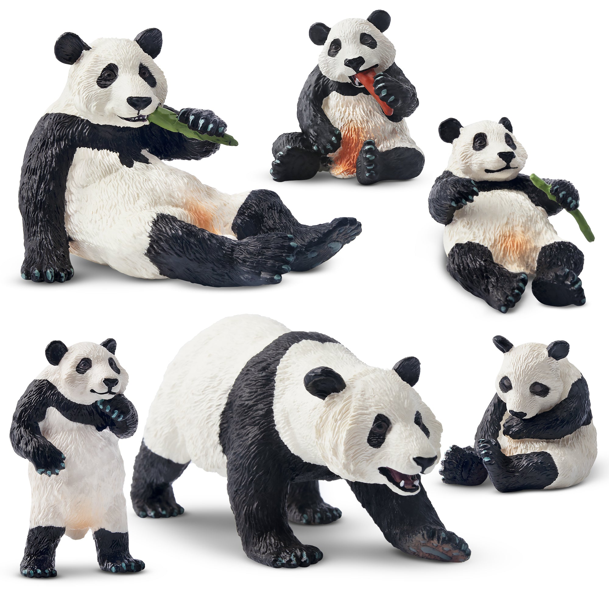 6-Piece Plastic Jungle Panda Animal Figurines Family Set