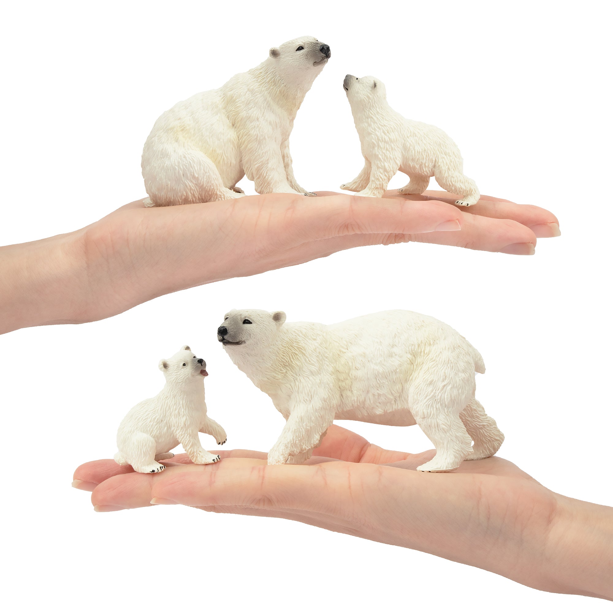 6-Piece Polar Bear Family Figurines Playset with Adult & Baby Polar Bear-on hand