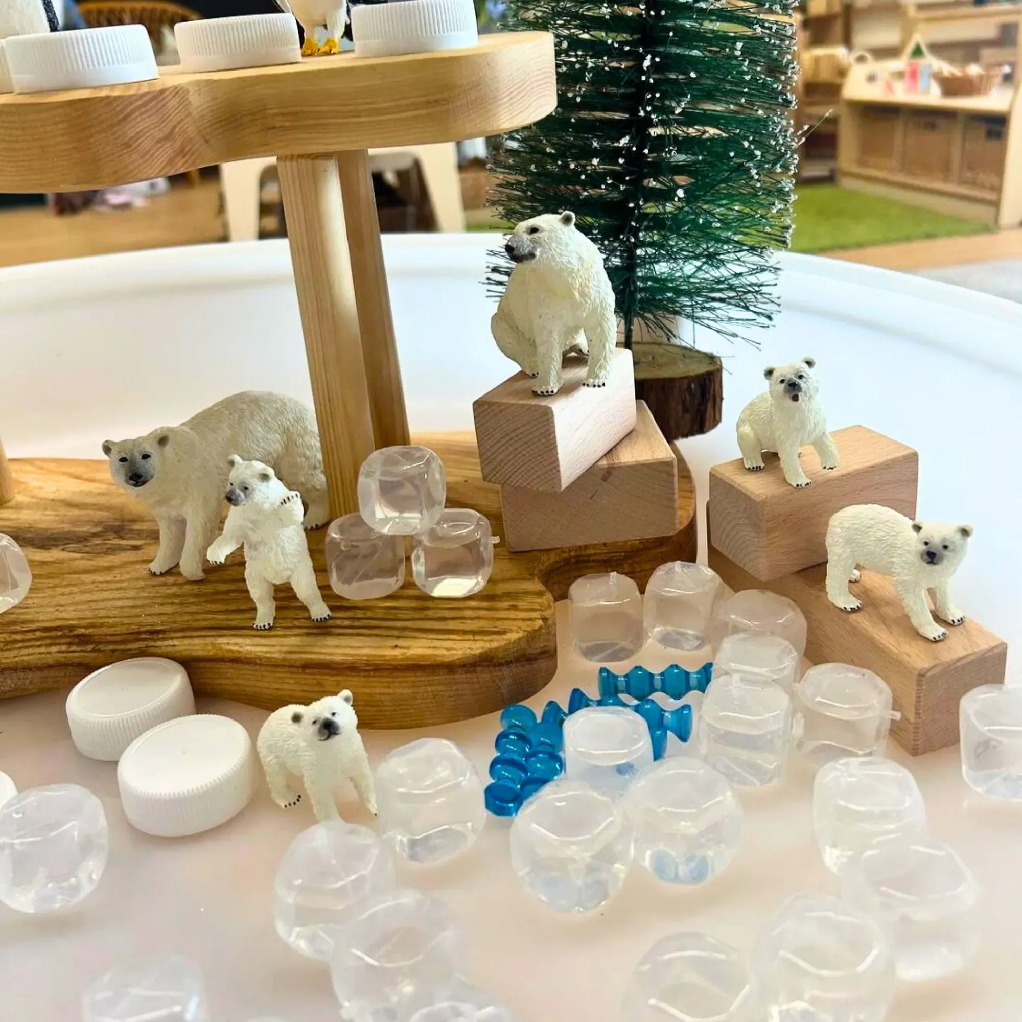 6-Piece Polar Bear Family Figurines Playset with Adult & Baby Polar Bear-scene 1