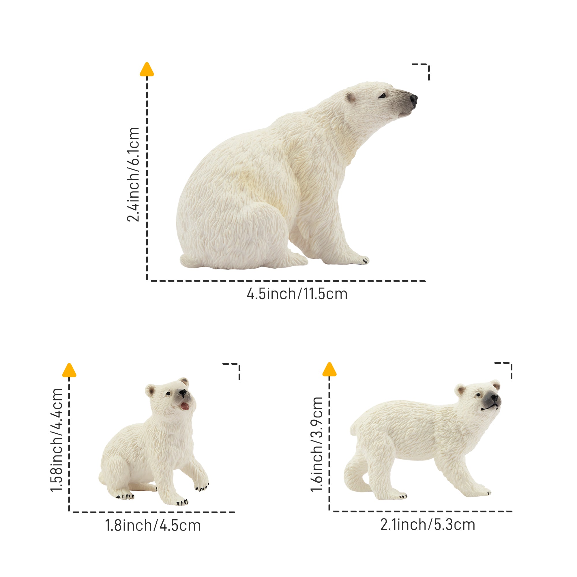 6-Piece Polar Bear Family Figurines Playset with Adult_Baby Polar Bear-size 1