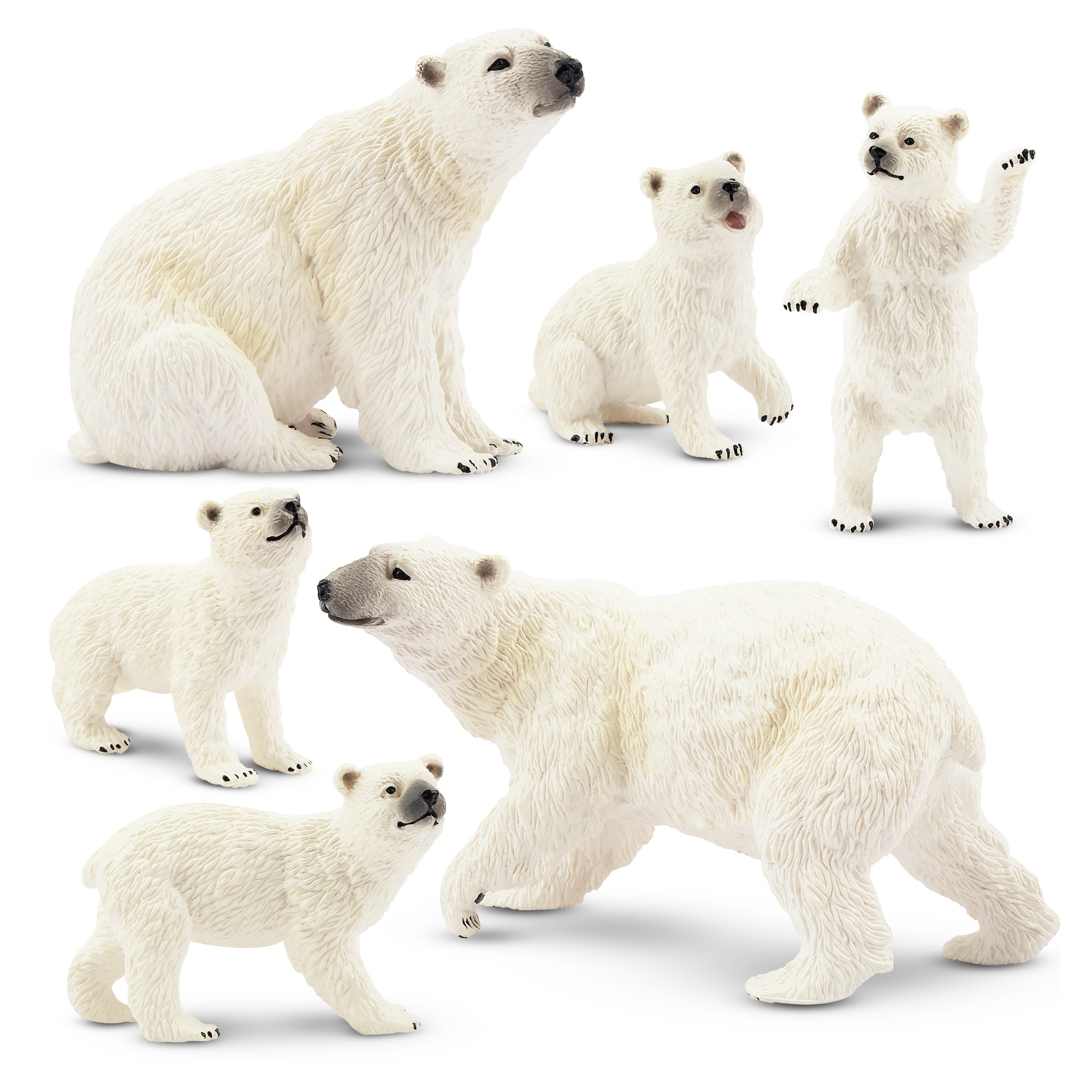 6-Piece Polar Bear Family Figurines Playset with Adult & Baby Polar Bear
