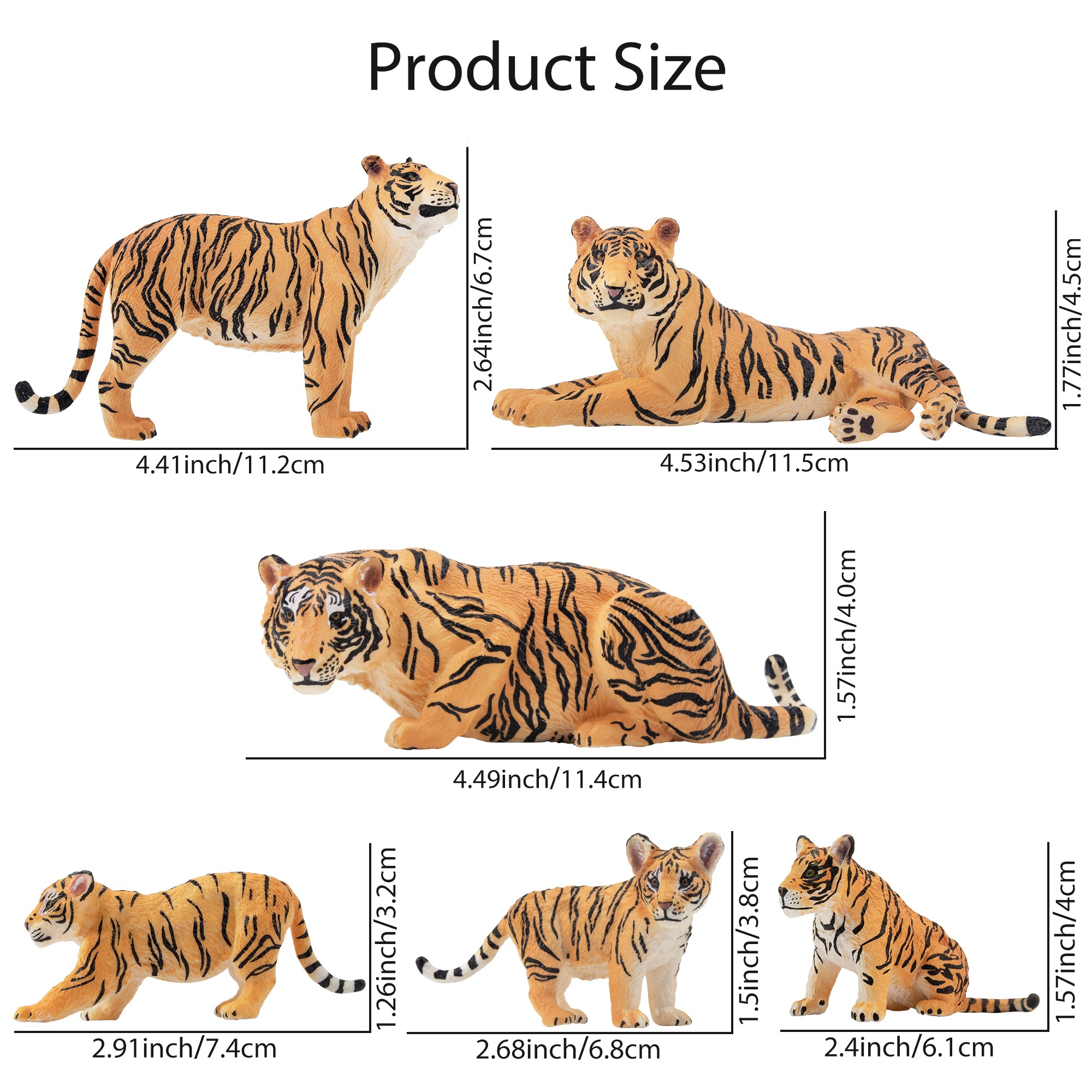 6-Piece Tiger Family Figurines Playset-size