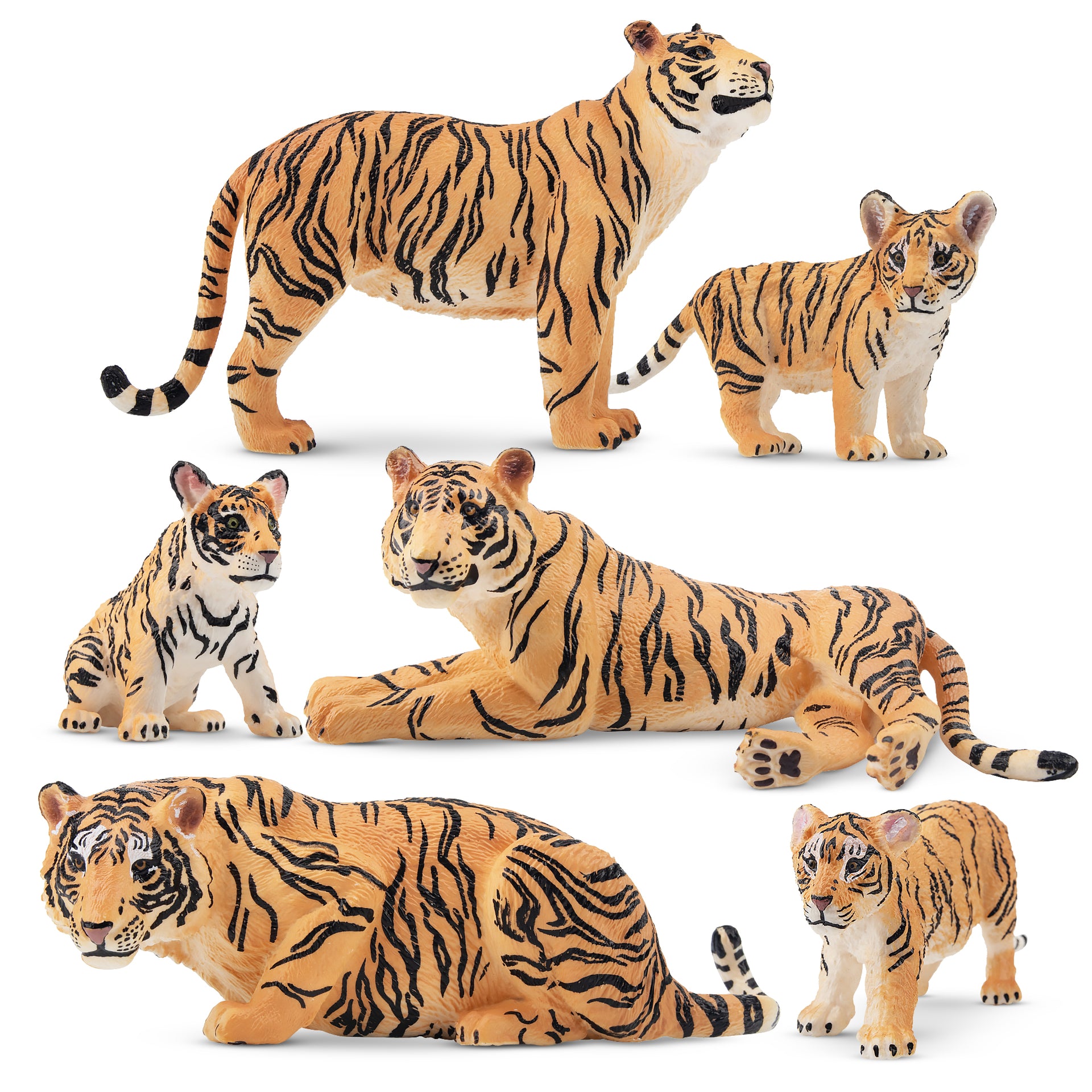 Toymany 6-Piece Tiger Family Figurines Animal Figurine Toy