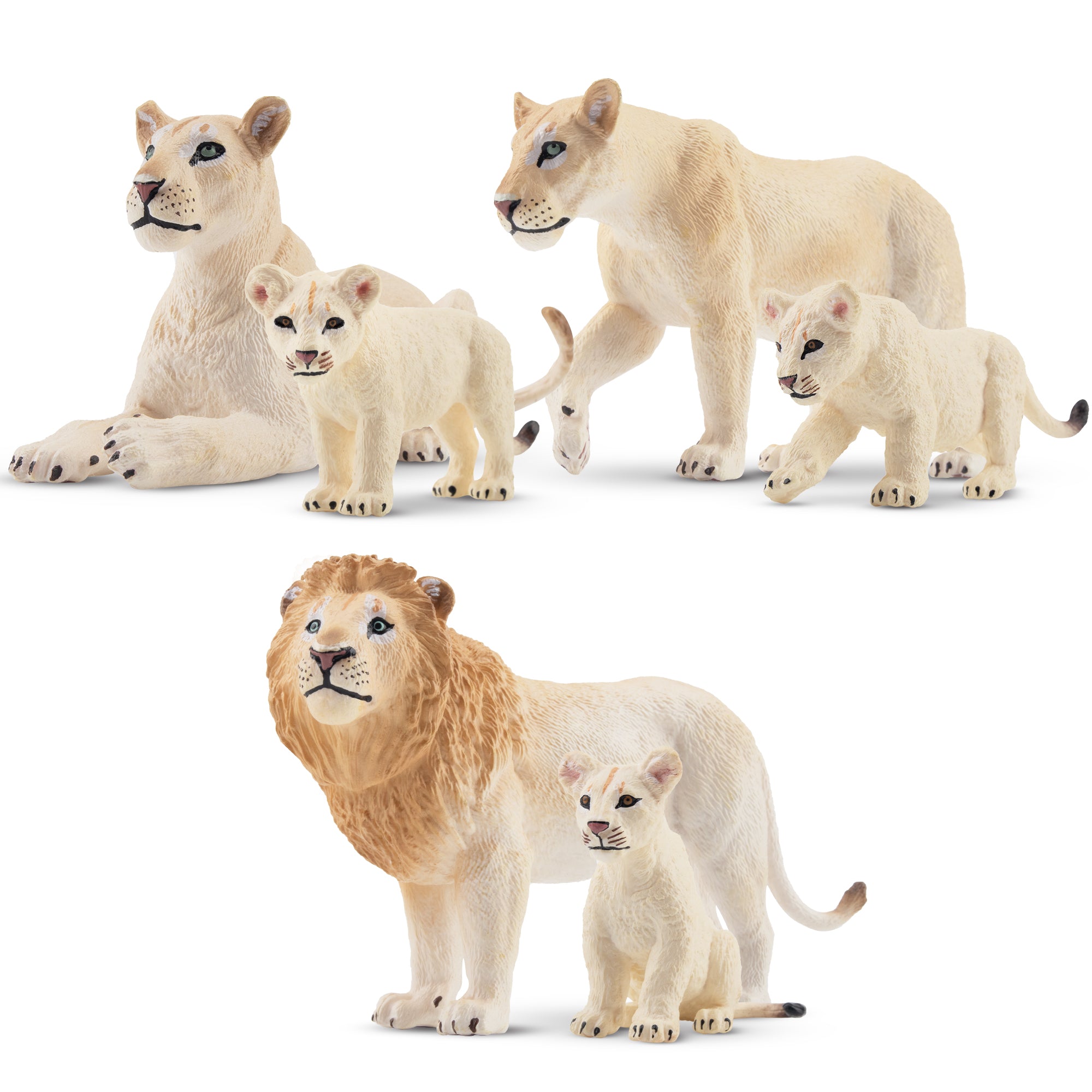 6-Piece White Lion Family Figurines Playset-2