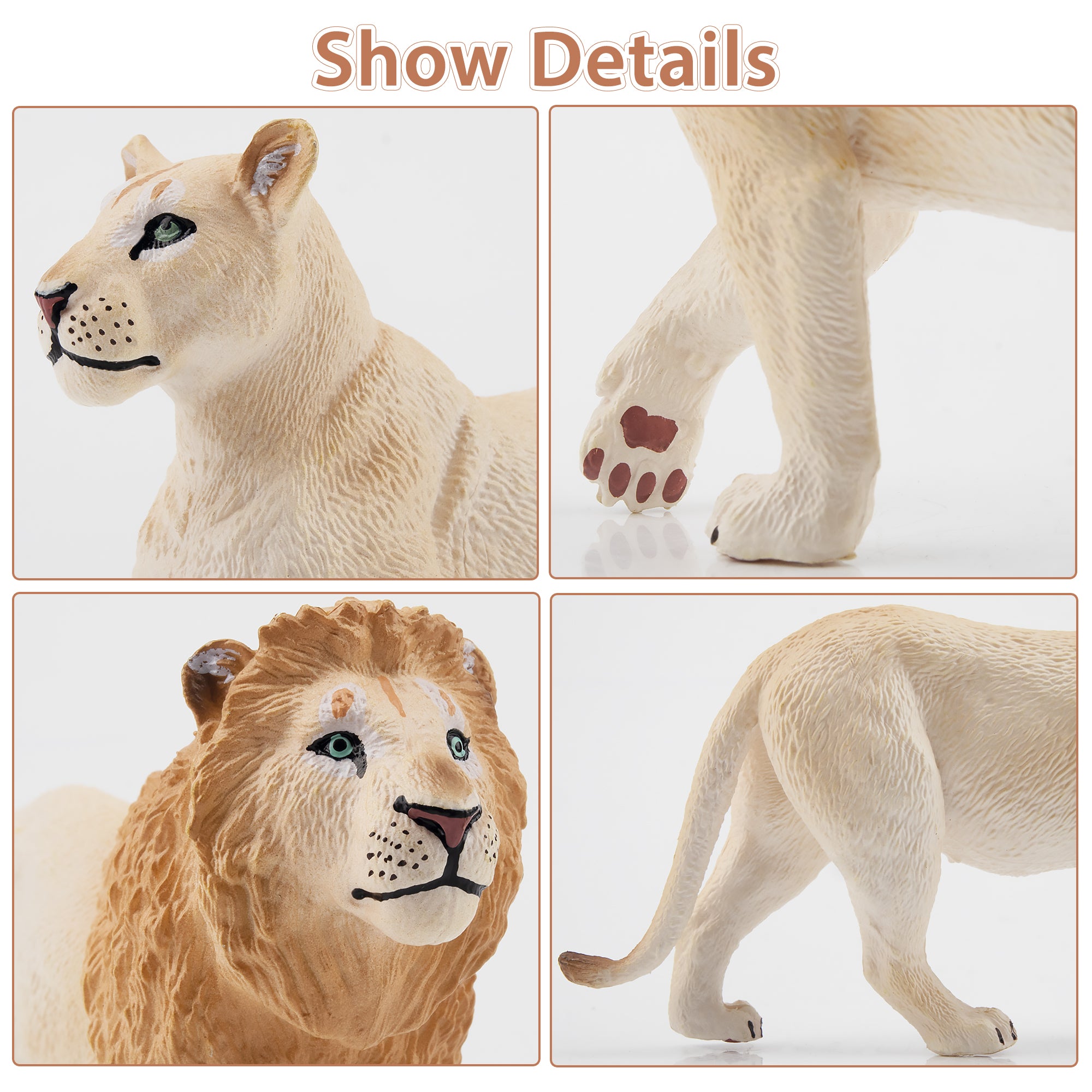 6-Piece White Lion Family Figurines Playset-detail