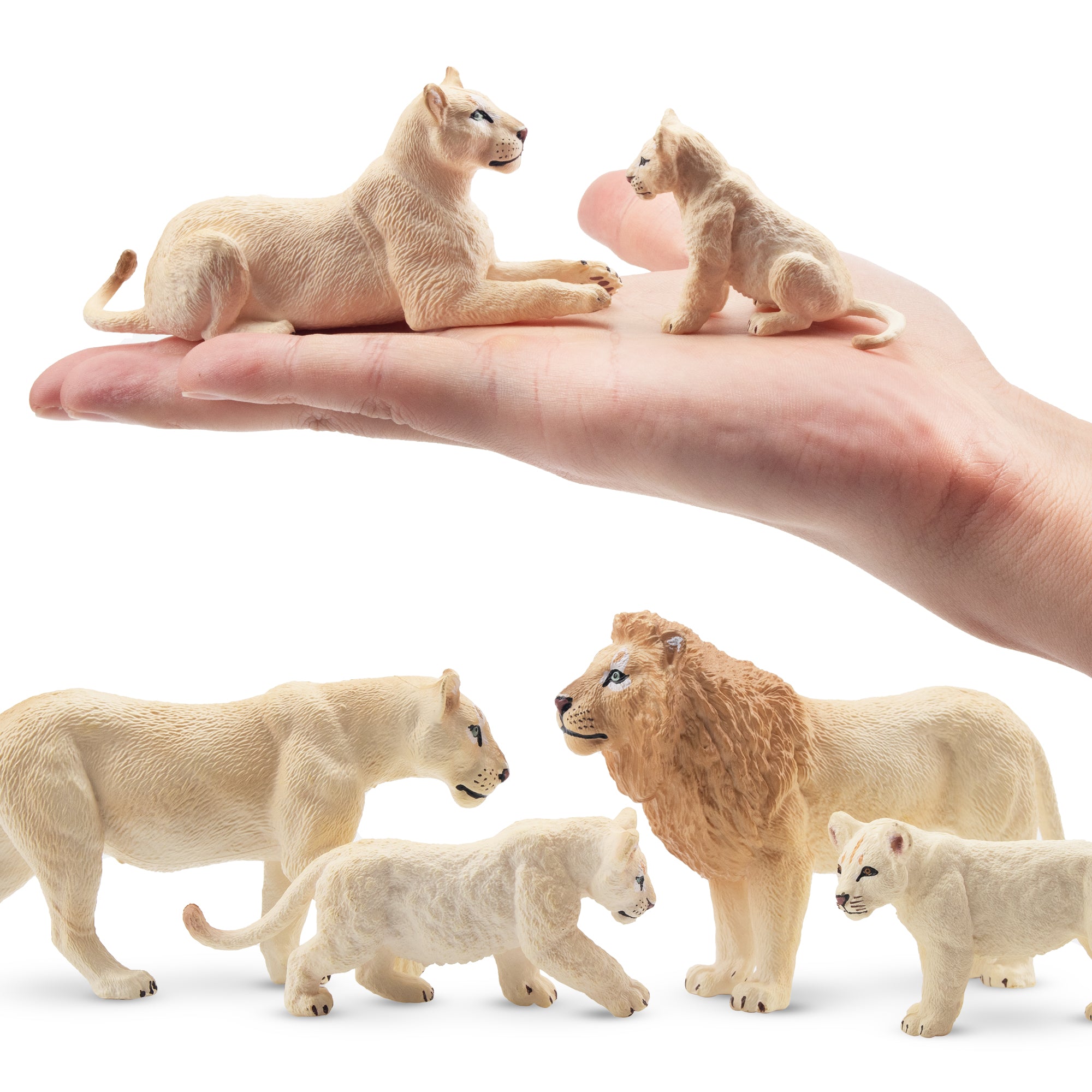 6-Piece White Lion Family Set-on hand