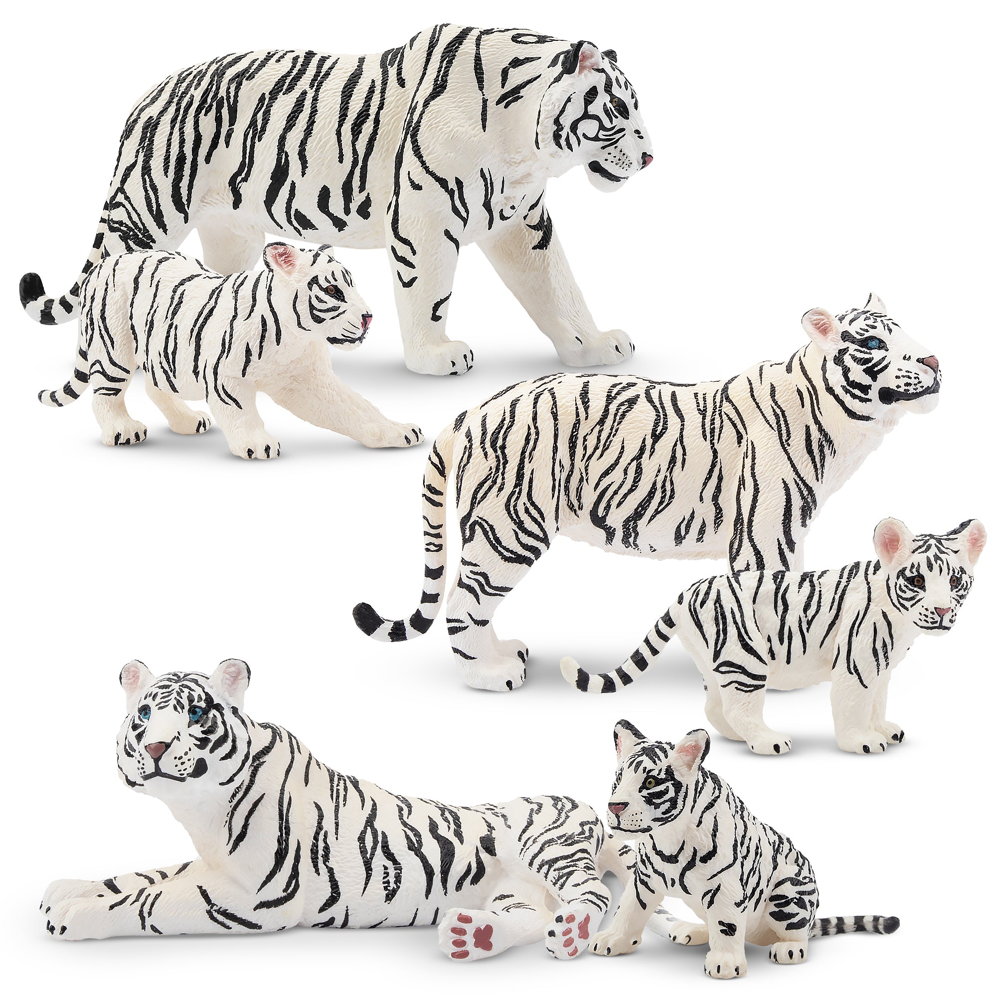 6-Piece White Tigers Family Figurines Playset-2
