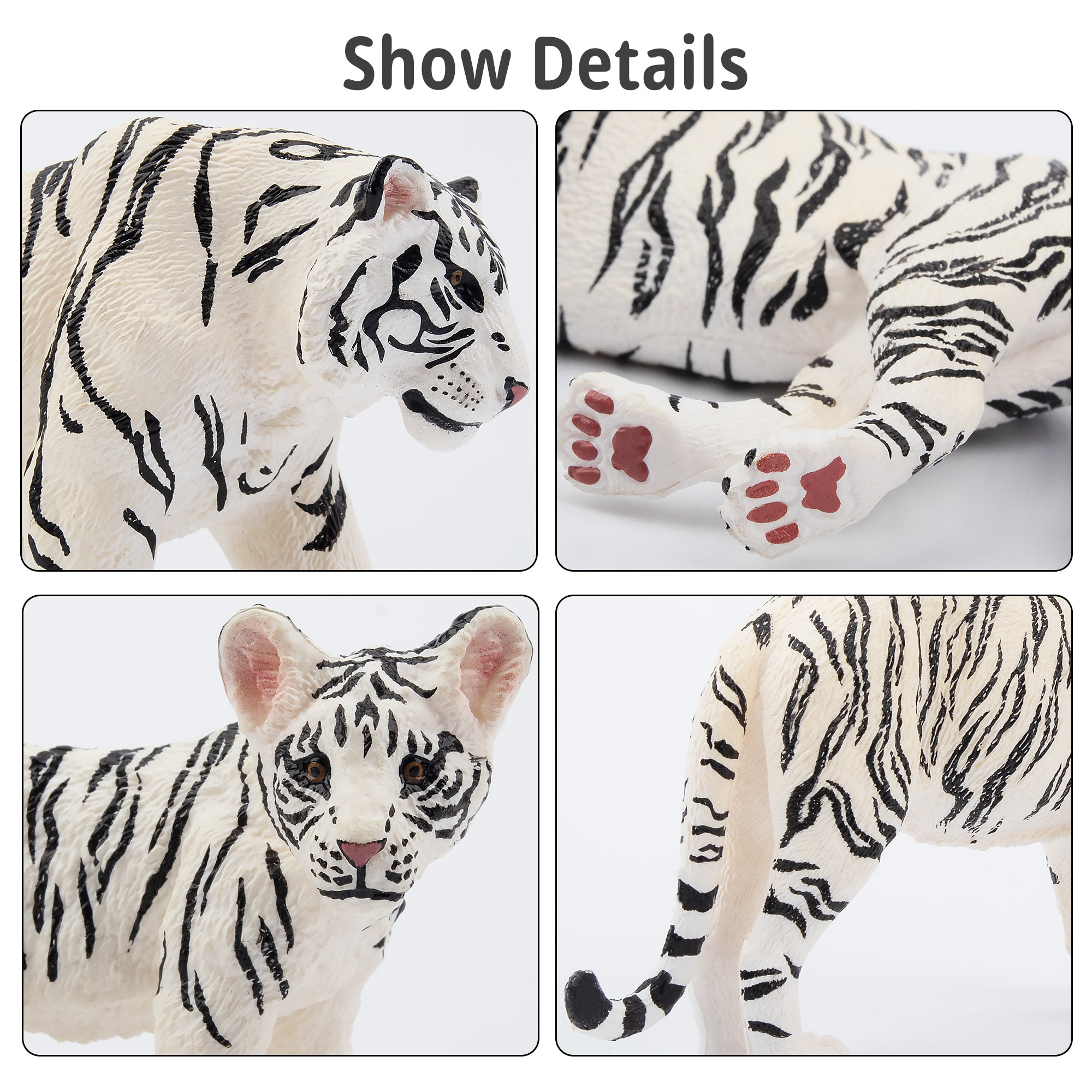 6-Piece White Tigers Family Figurines Playset-detail