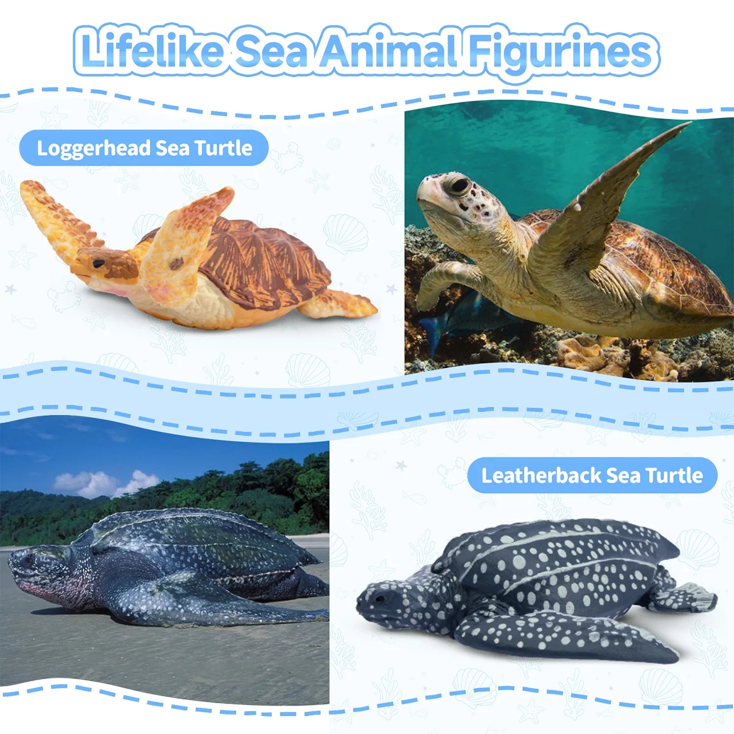6-Piece Sea Turtle Figurine Playset