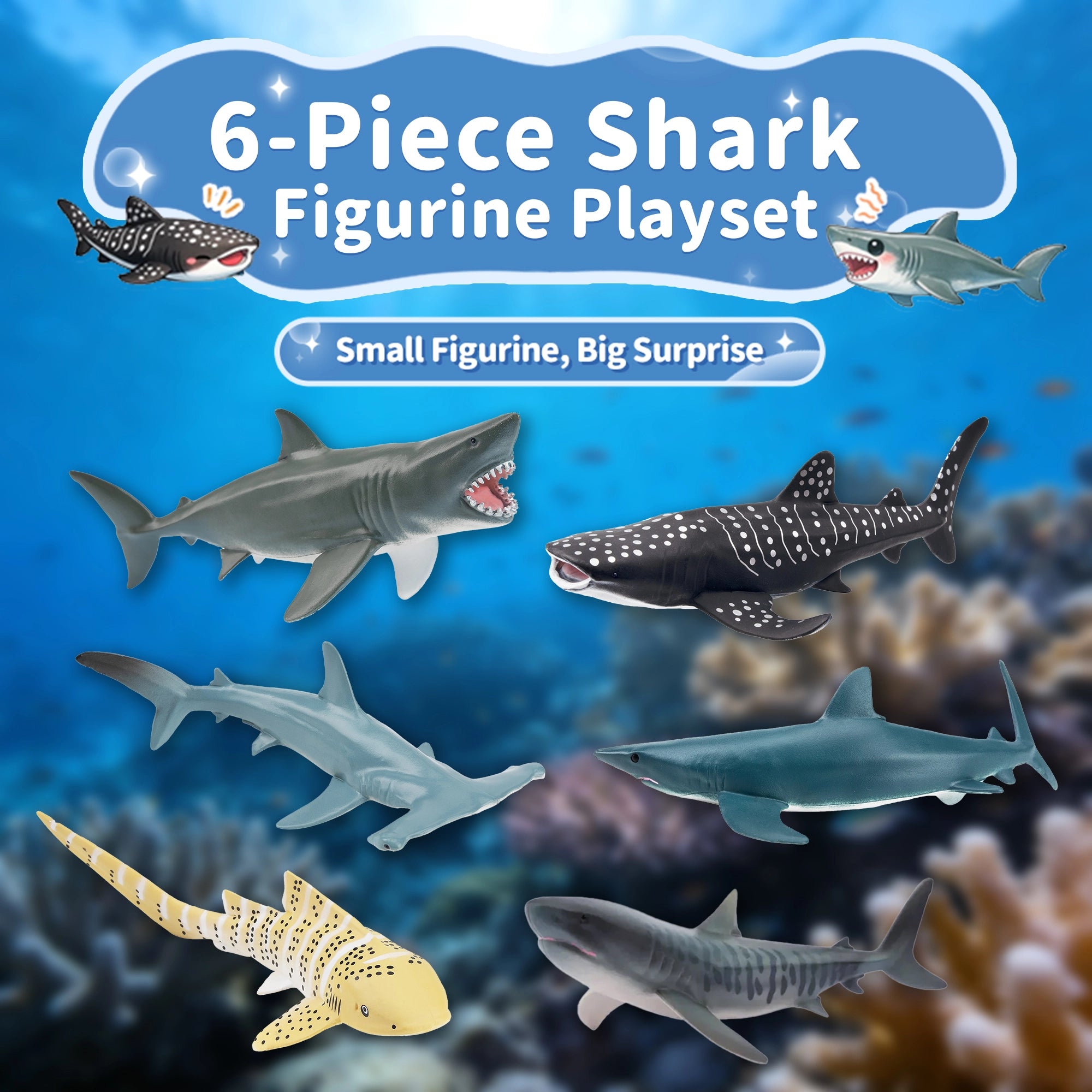 6-Piece Shark Figurine Playset