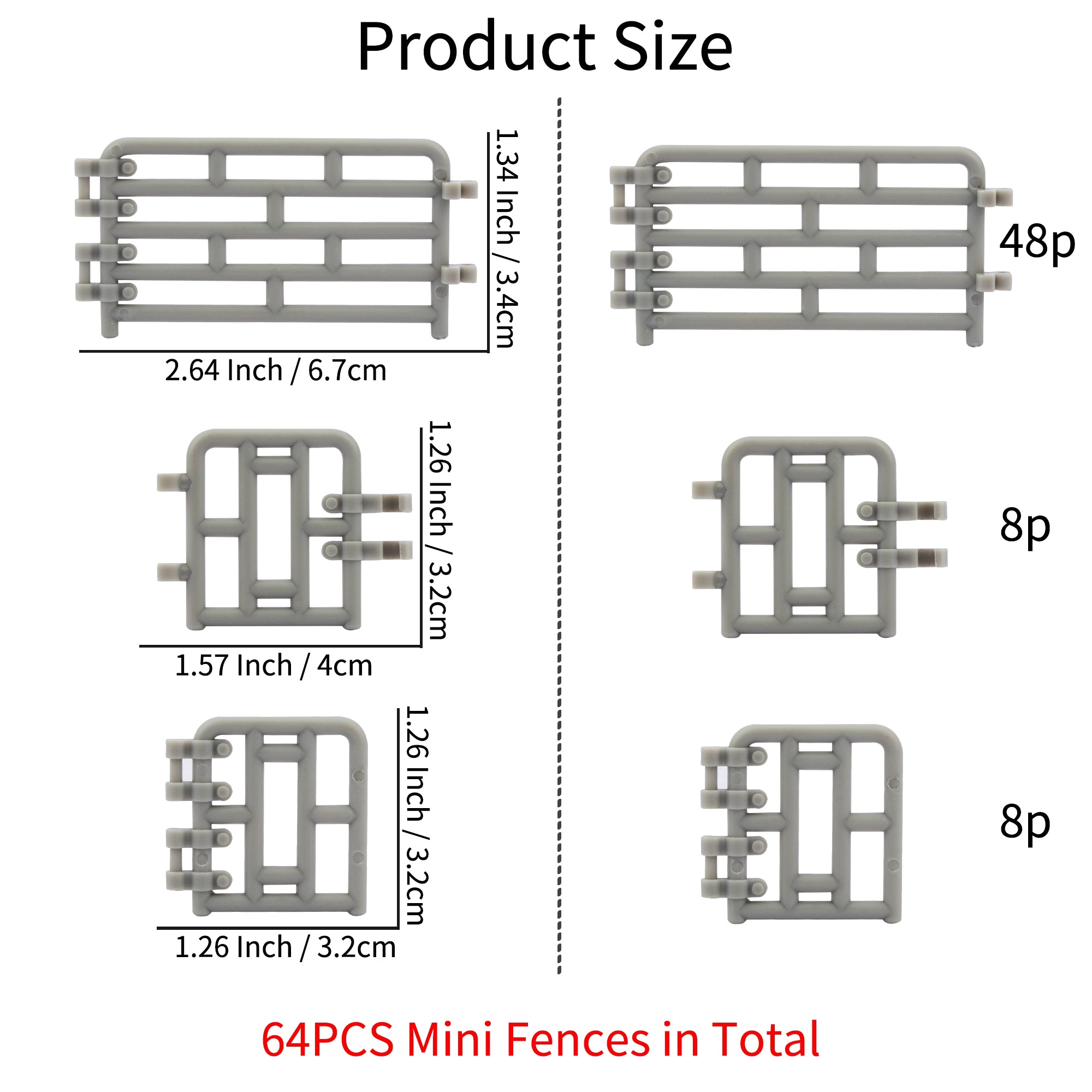 64-Piece Mini Corral Fencing Playset - Includes 48 Fences & 16 Gates-size