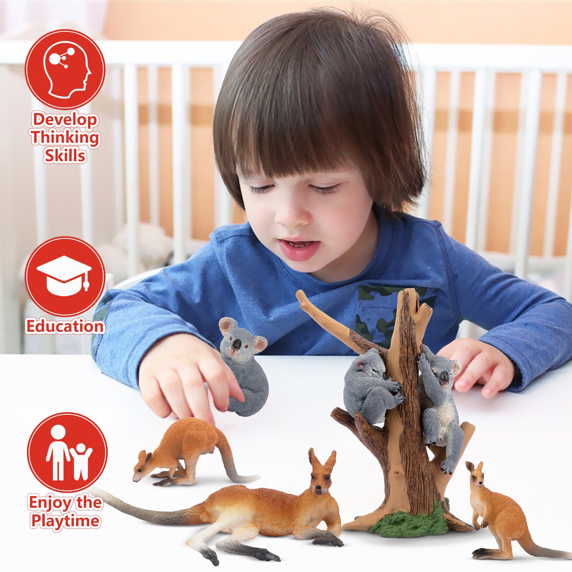 7-Piece Australian Wildlife Figurines Playset with Koala & Kangaroo-scene