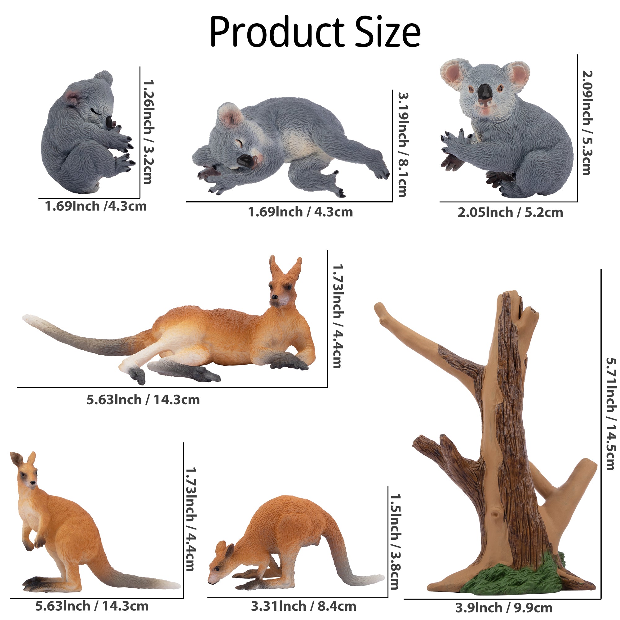 7-Piece Australian Wildlife Figurines Playset with Koala & Kangaroo-size