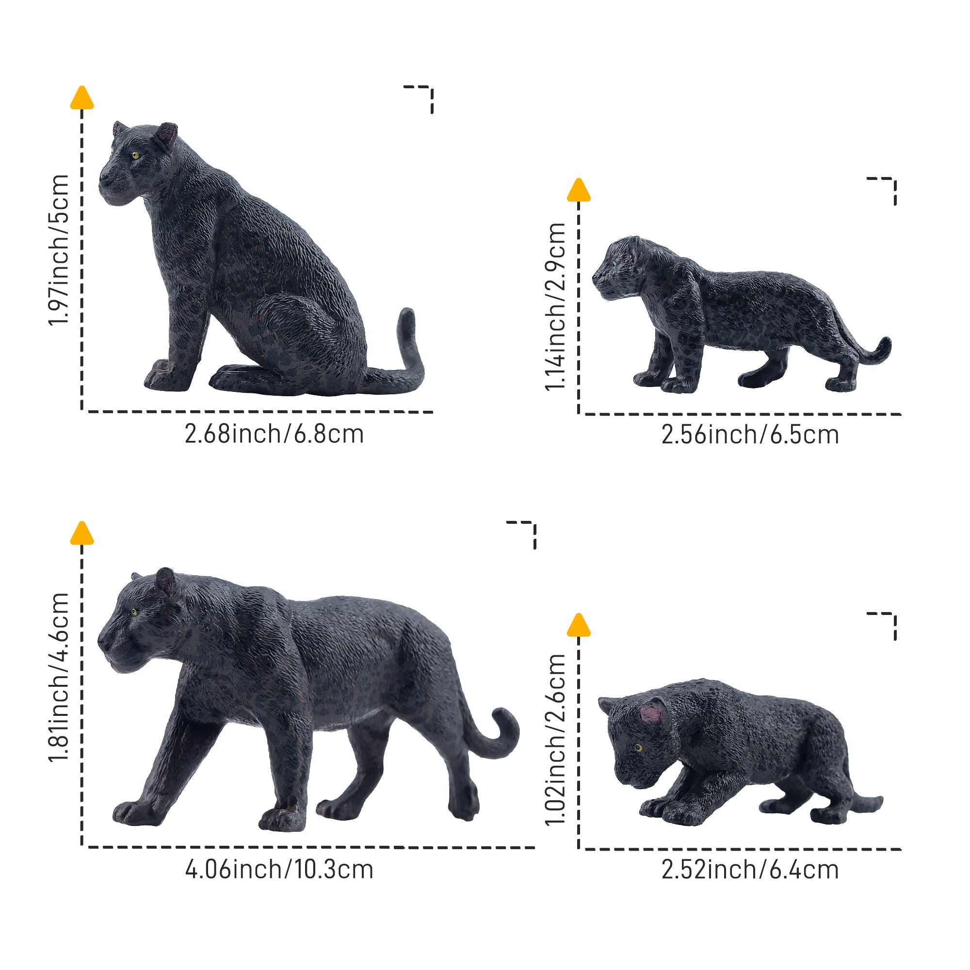 مجموعة لعب تماثيل عائلة الجاغوار السوداء المكونة من 7 قطع
