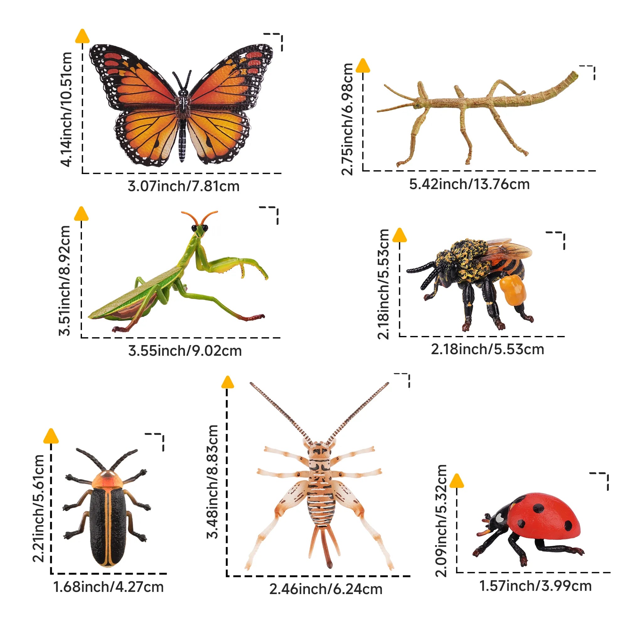 7-Piece Garden Insect Figurines Set-size