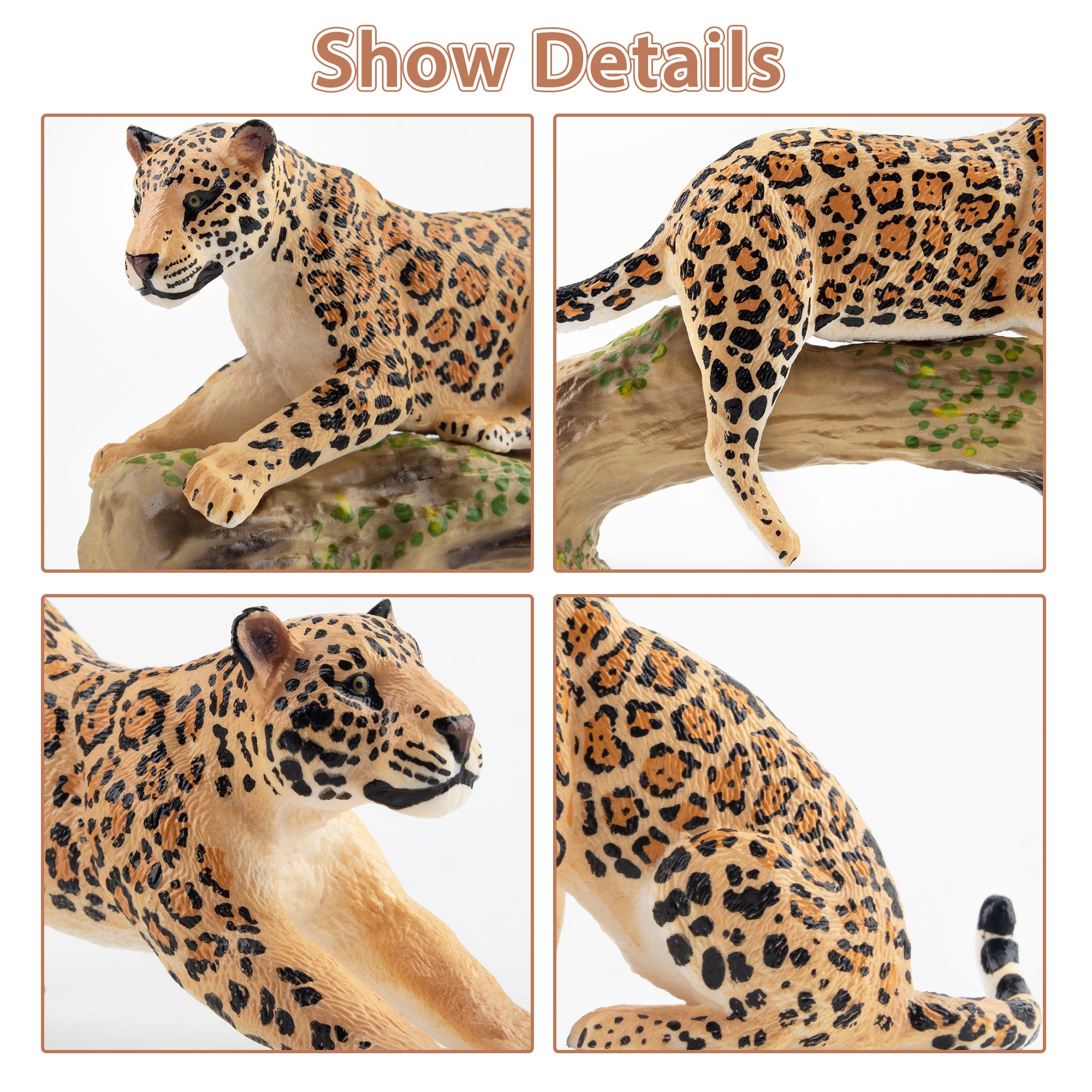 7-Piece Realistic Leopards Figurines Family Playset-detail