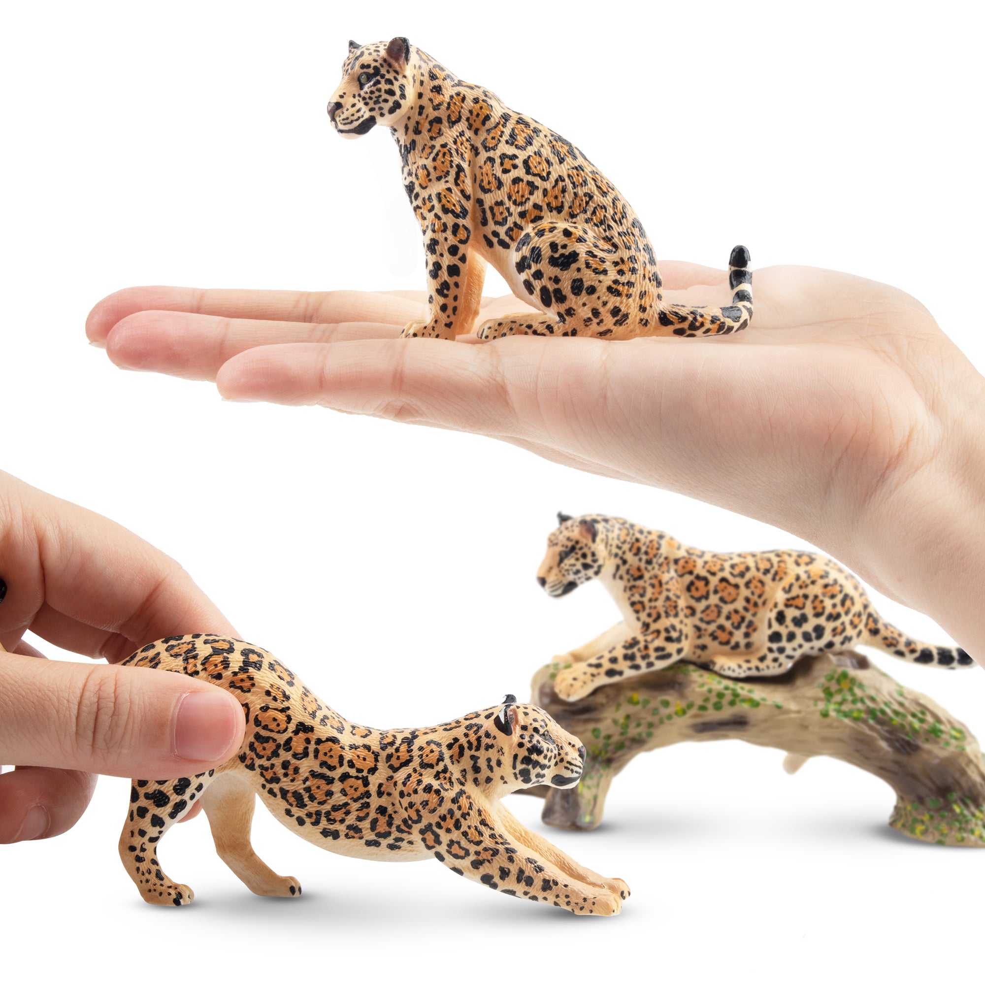 7-Piece Realistic Leopards Figurines Family Playset-on hand