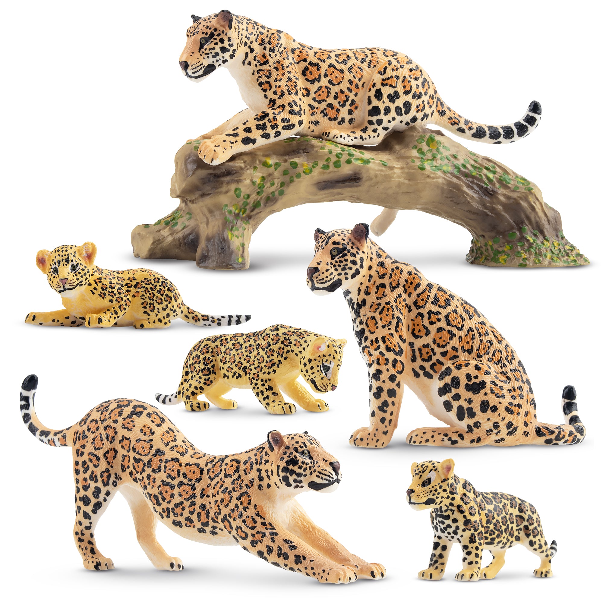7-Piece Realistic Leopards Figurines Family Playset