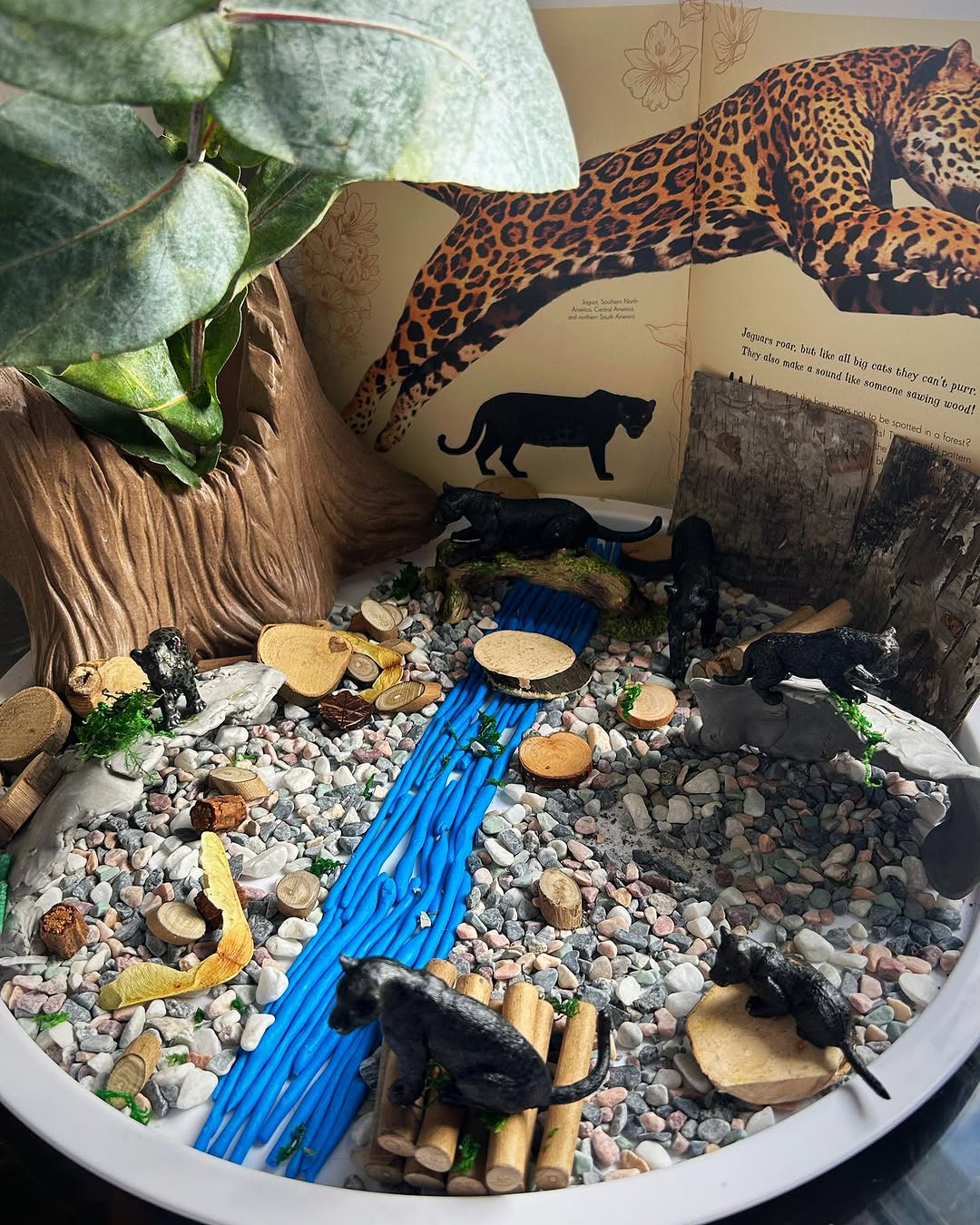 7-Piece Black Jaguar Family Figurine Playset