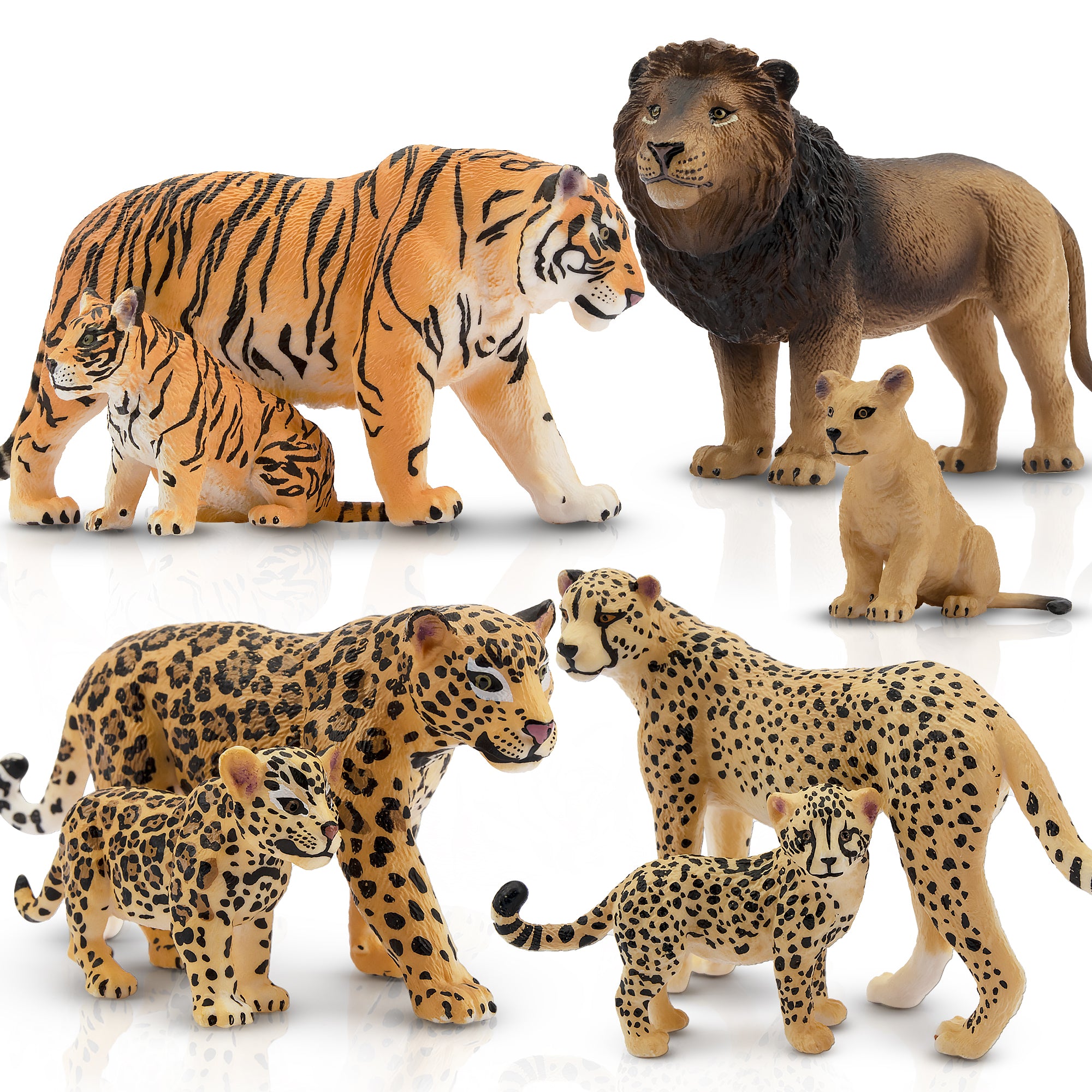 8-Piece Jungle Animal Family Playset with Parent & Cub-2
