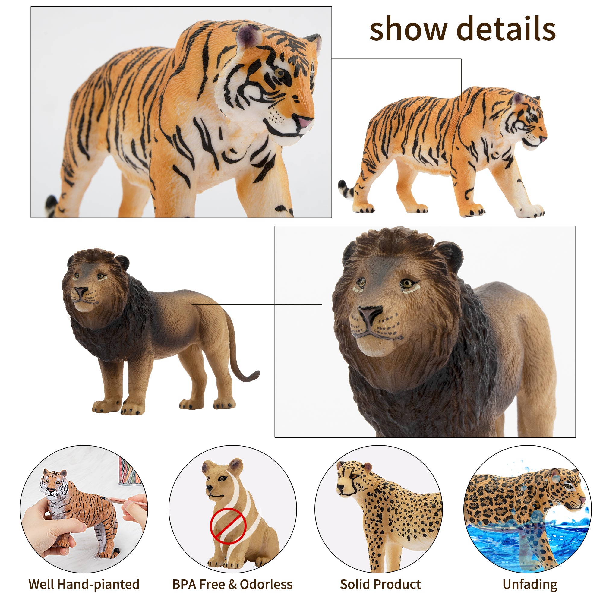 8-Piece Jungle Animal Family Playset with Parent & Cub-detail