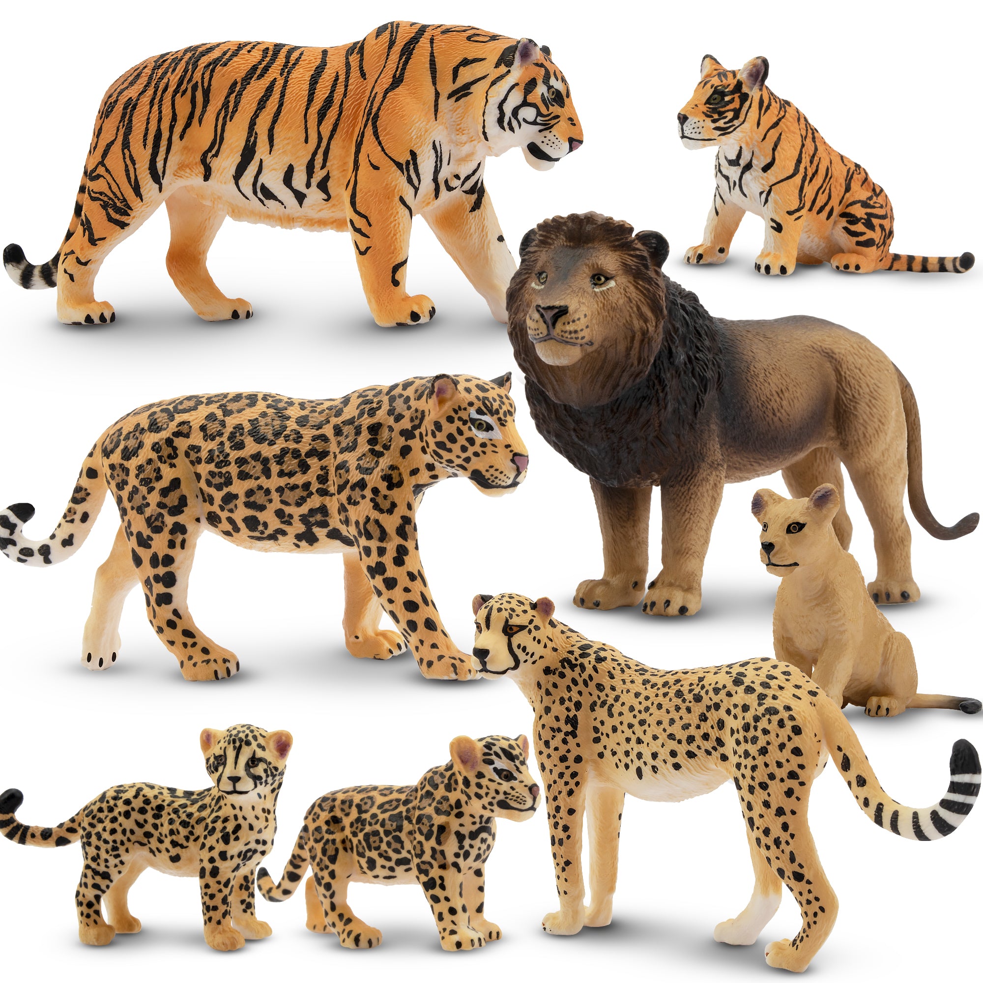 8-Piece Jungle Animal Family Playset with Parent & Cub