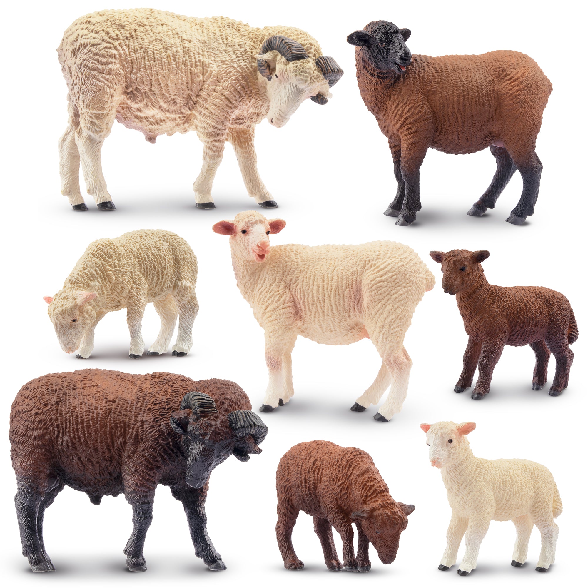 8-Piece Merino Sheep Figurines Playset with Adult & Baby Sheep-2